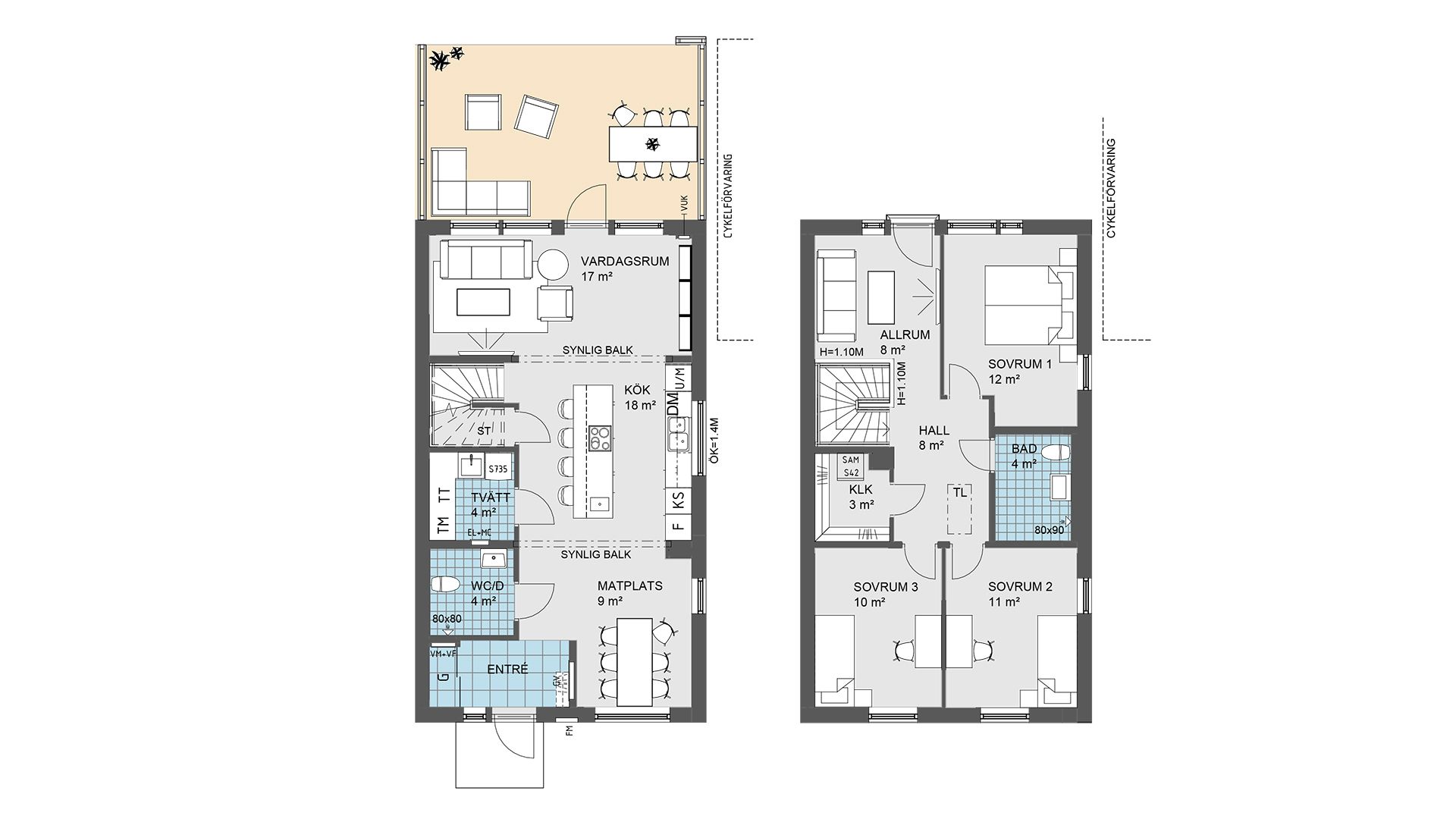 Planlösning gavelhus 17