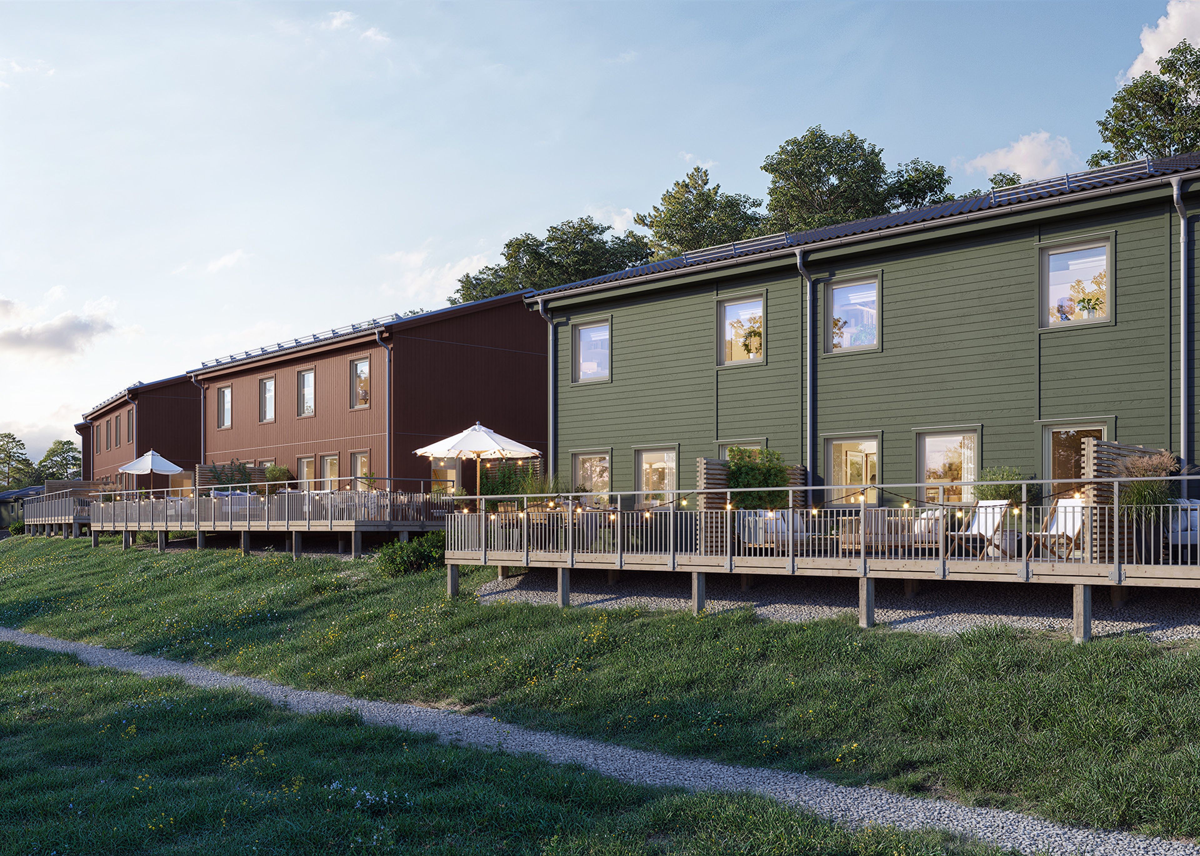 Baksida parhus 106 kvm och Radhus 113 kvm - Etapp 2