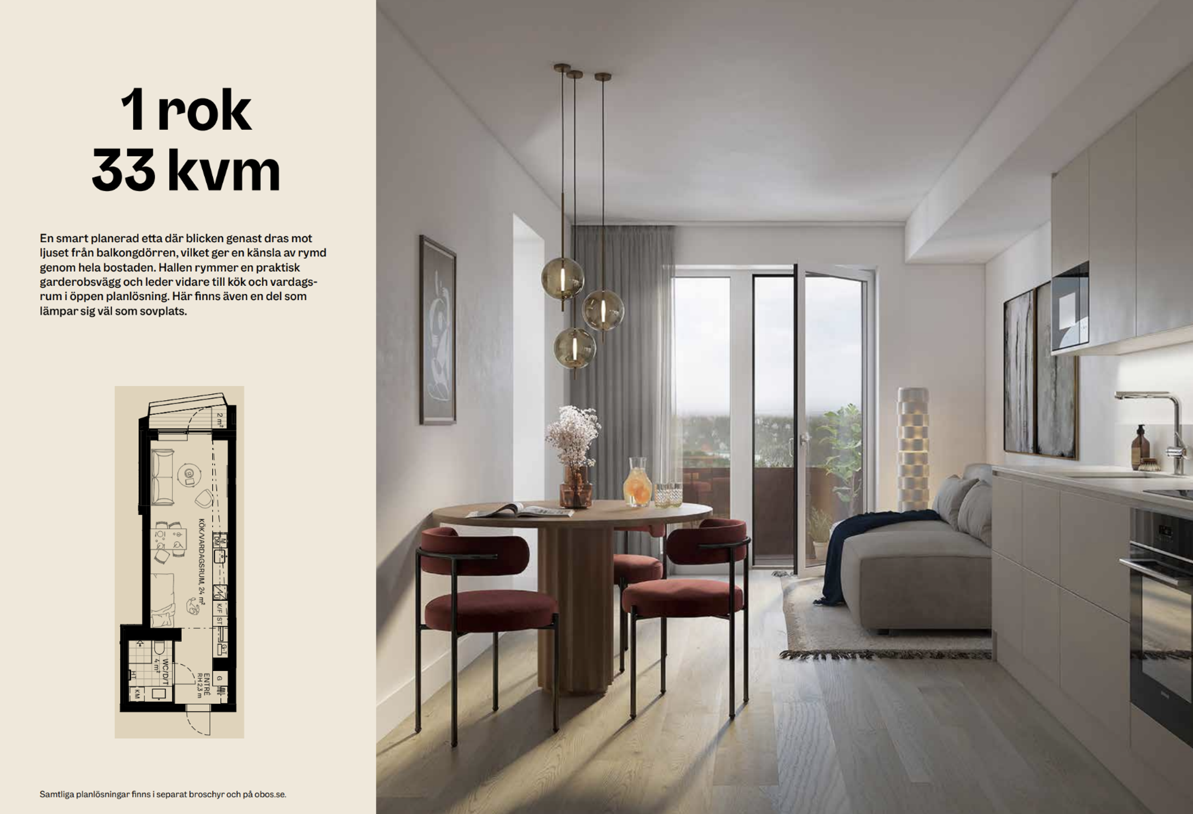 Stadsljus 1rok lägenhet