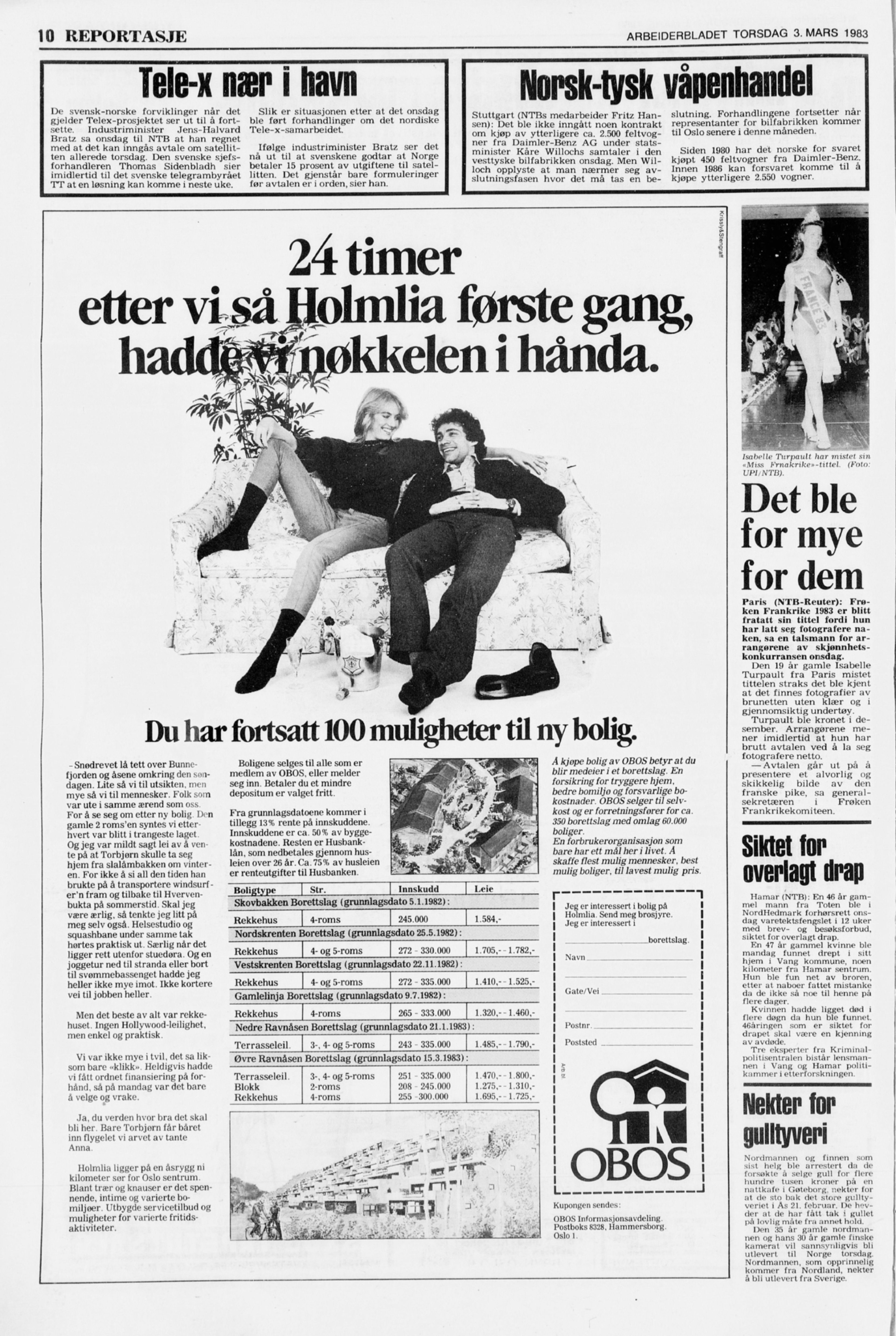 Utklipp av annonse i avis