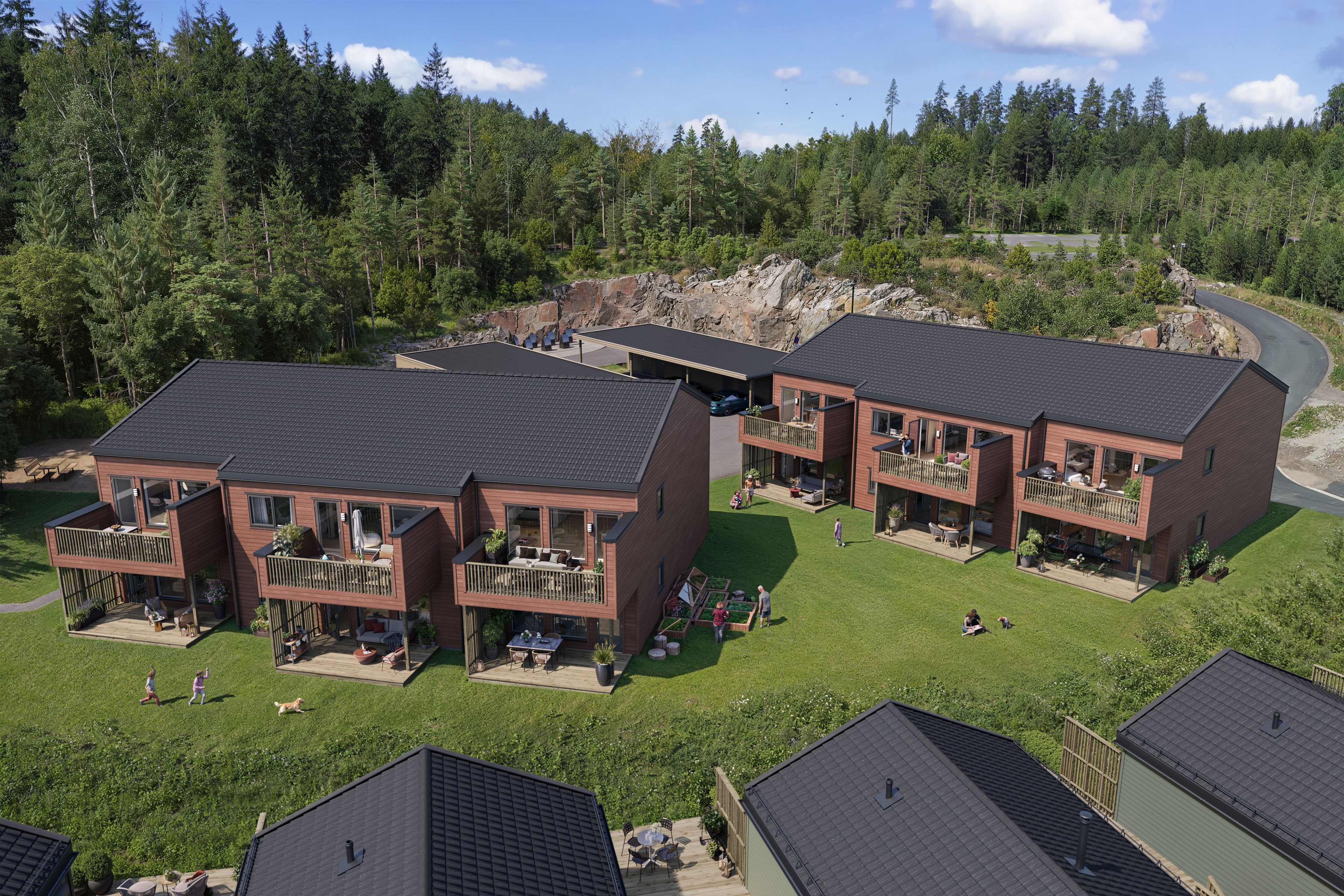 Illustrasjon av fasade på leilighetsbygg, Firenga