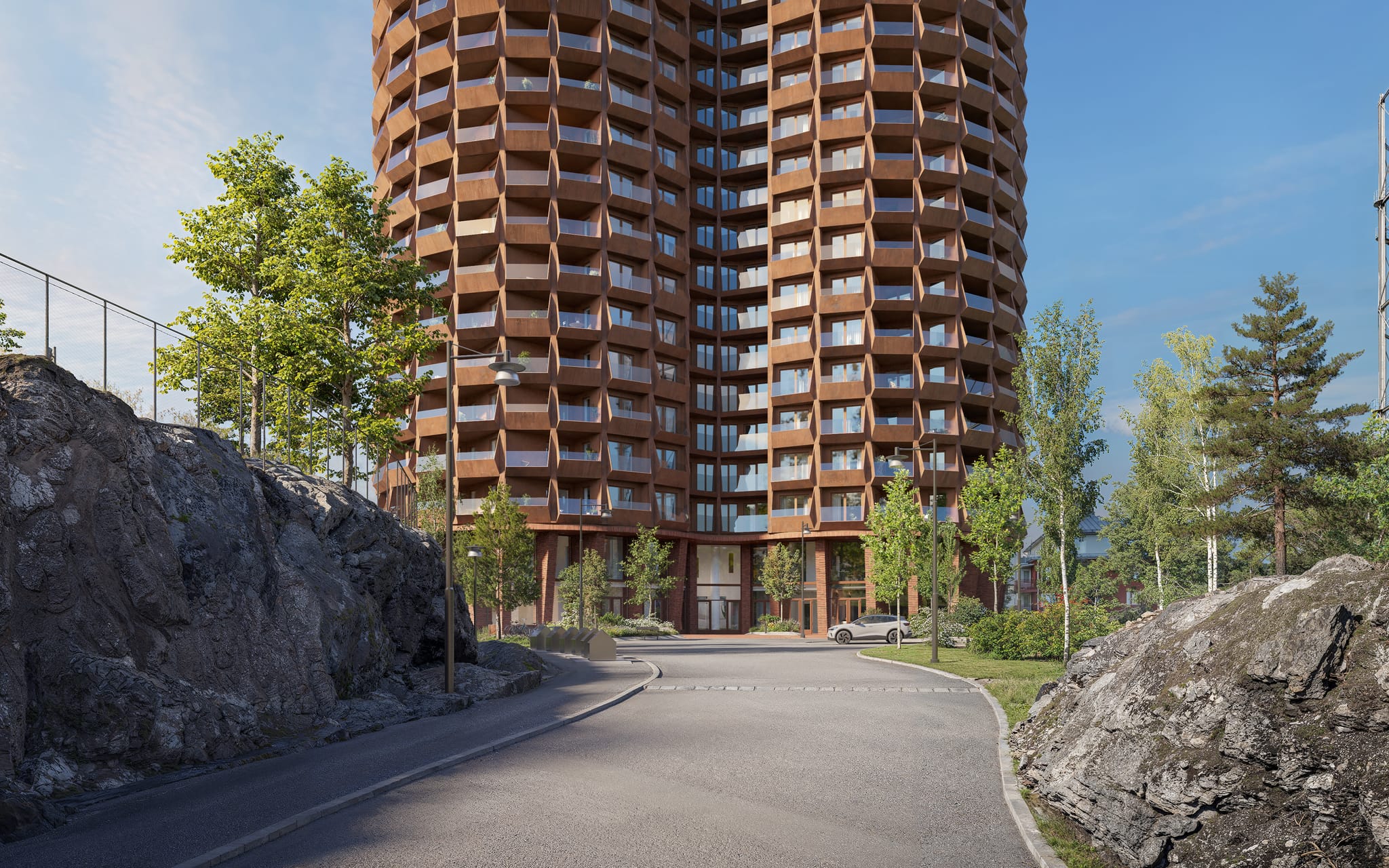 gång upp till stadsljus byggnad