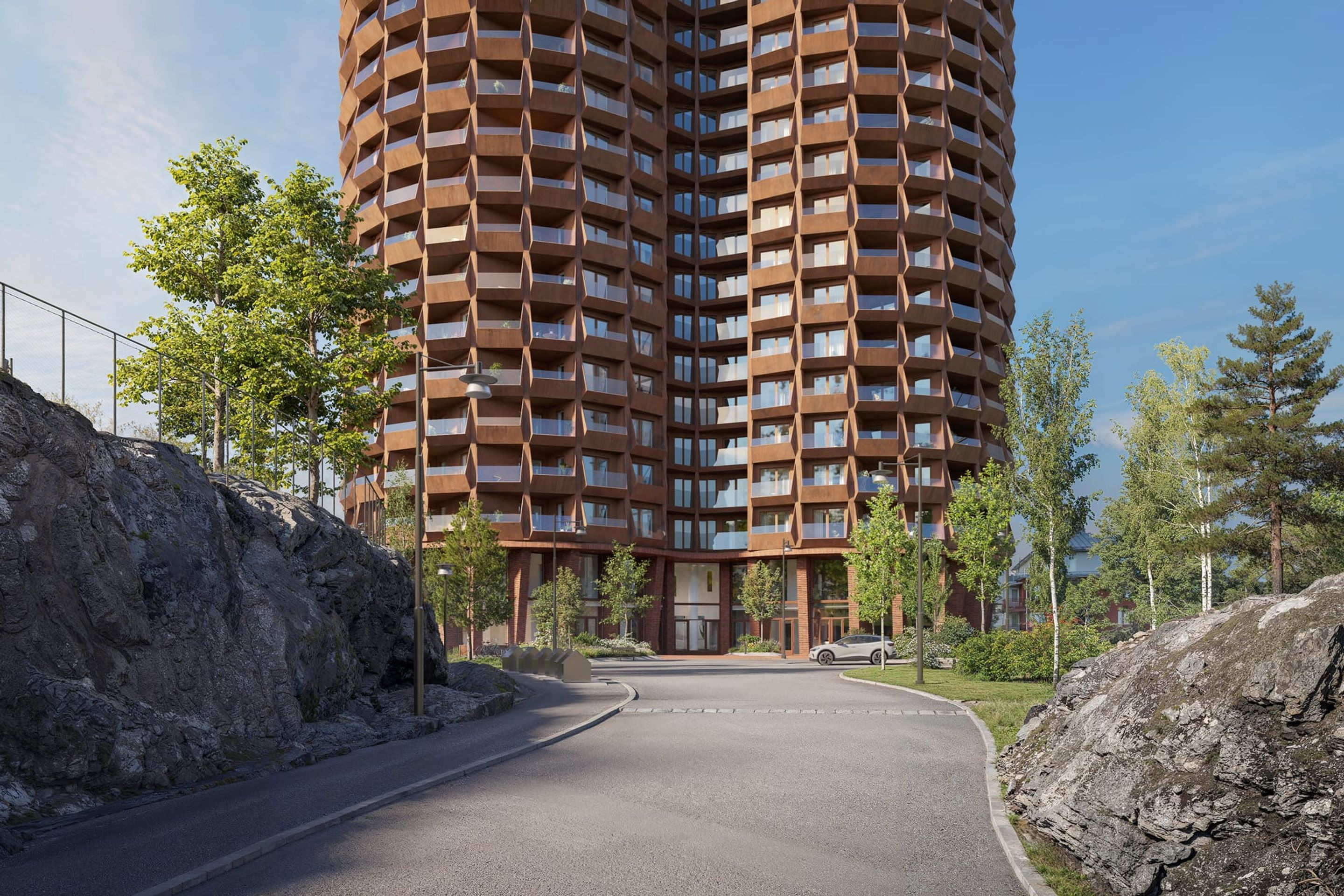 gång upp till stadsljus byggnad