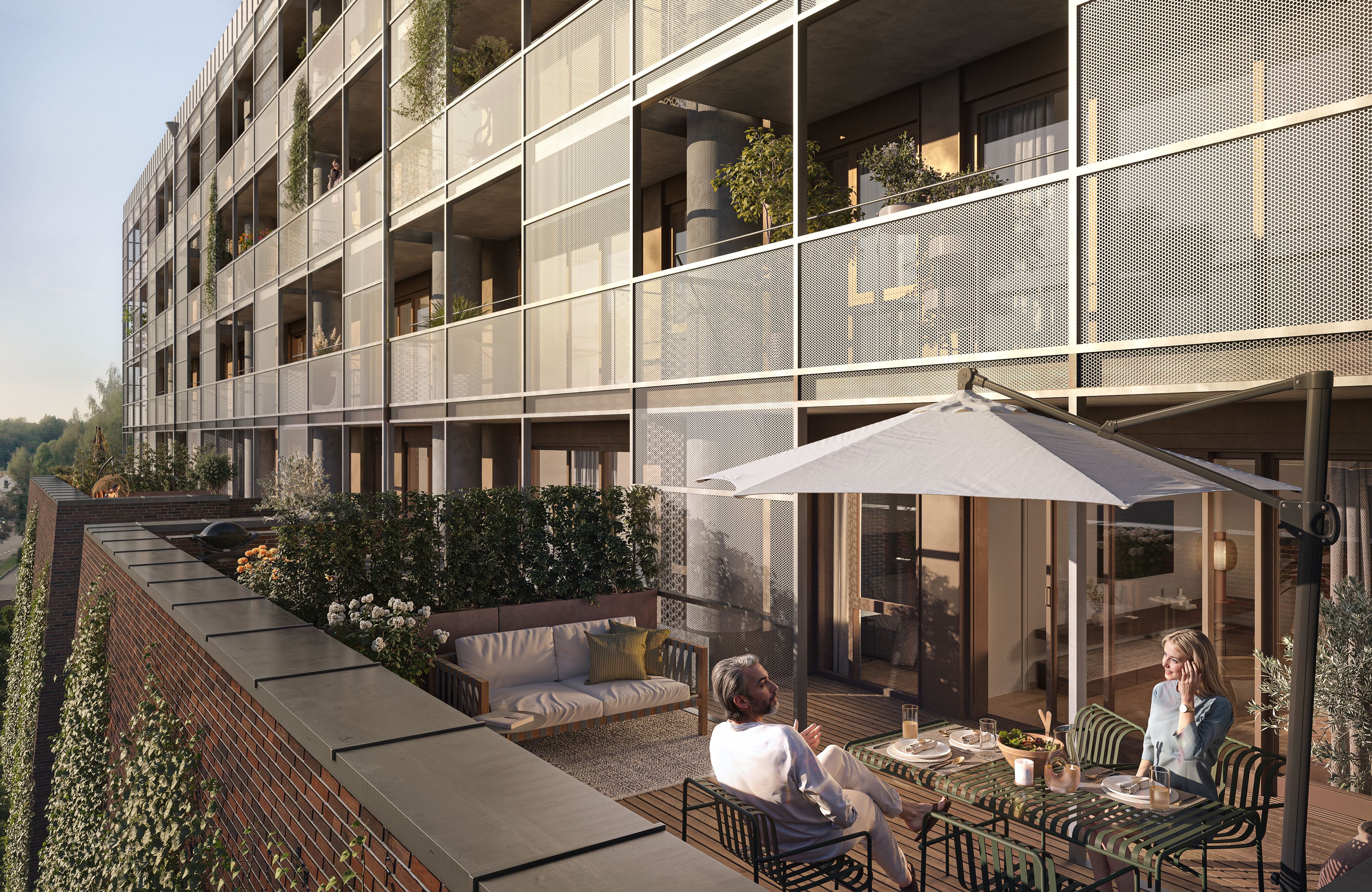 Illustrasjon av terrasse, Glasshallene.