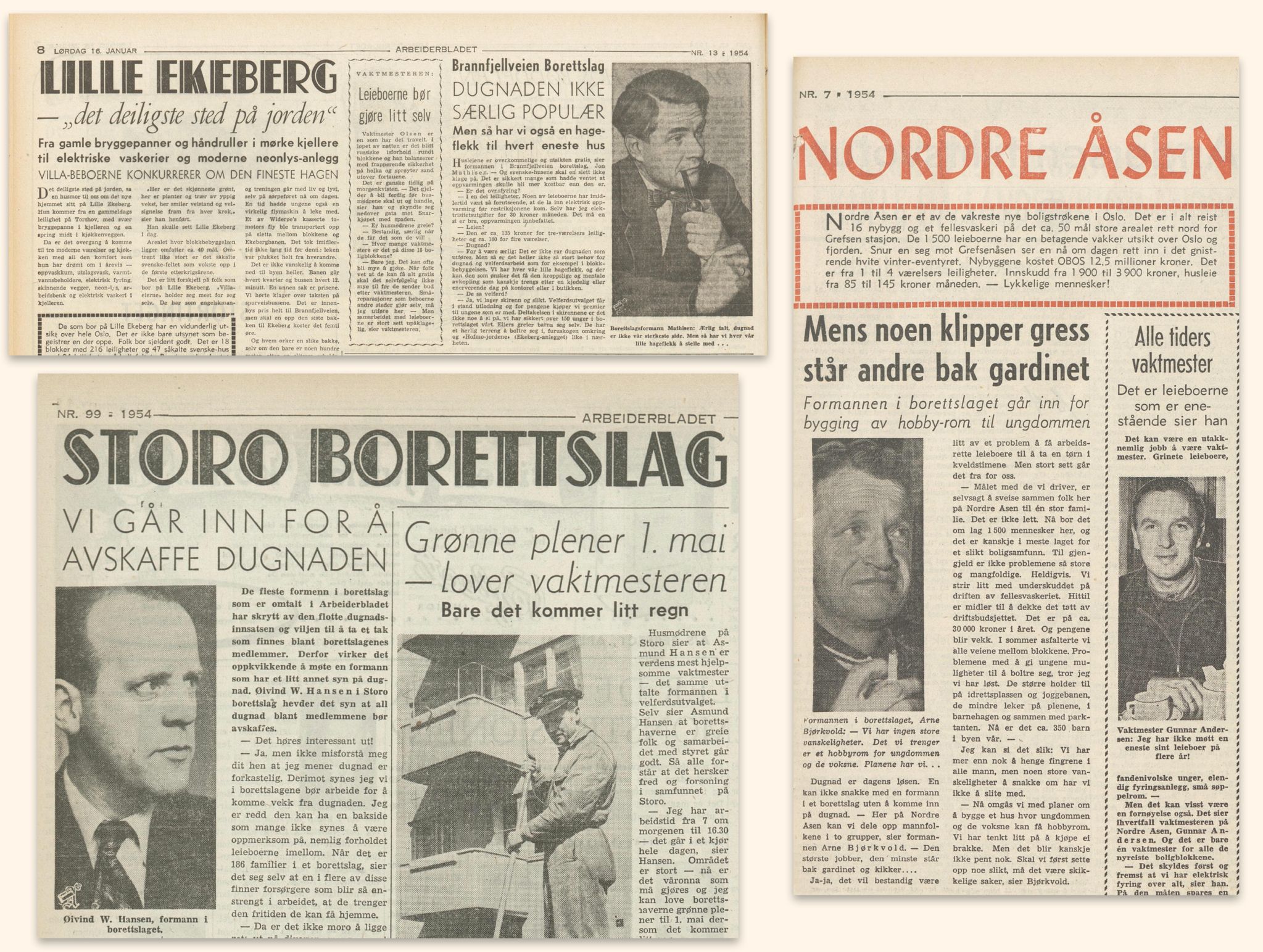 Avisutklipp fra 50- og 60-tallet som handler om dugnad.