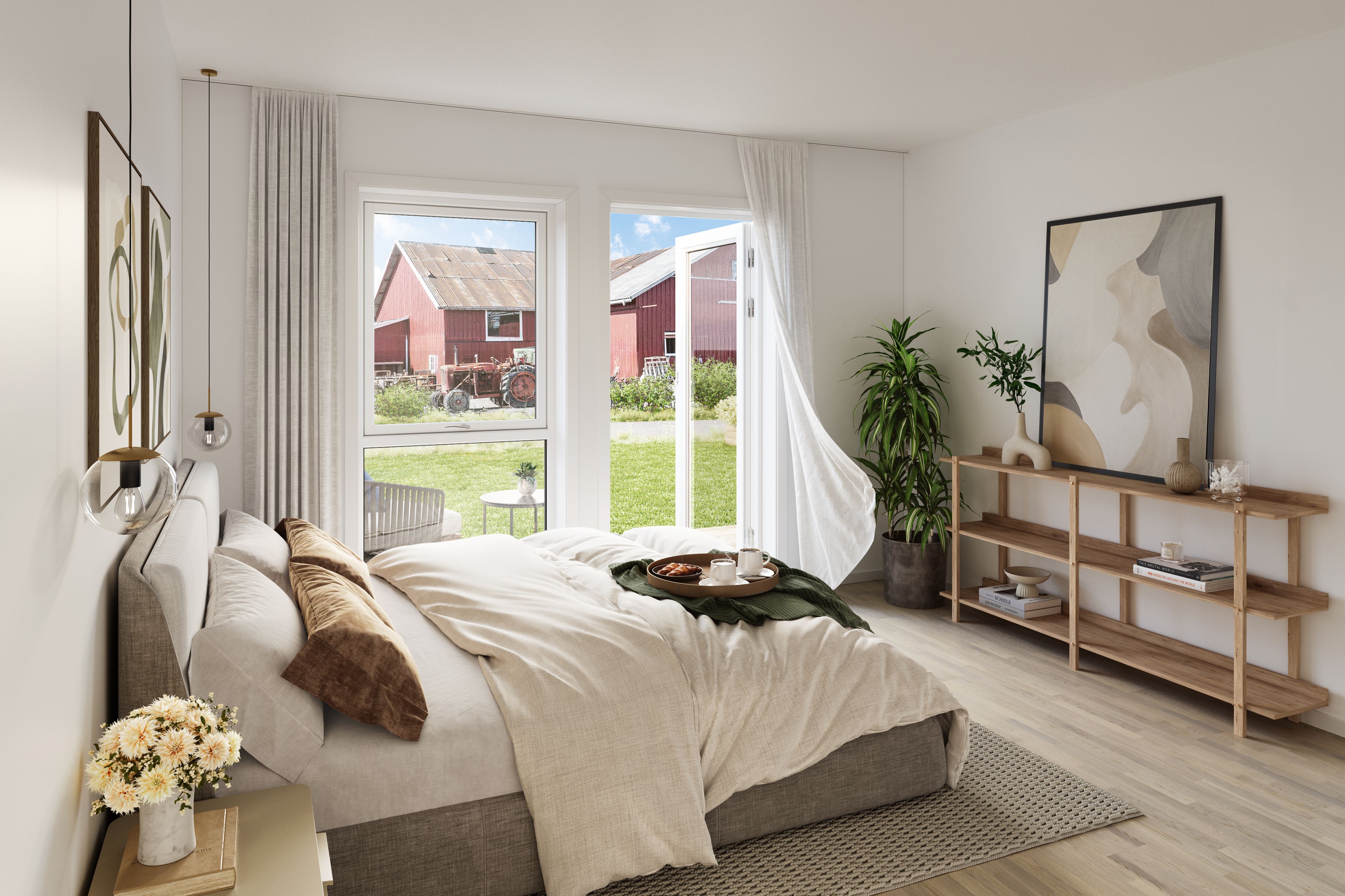 Illustrasjon av soverom i rekkehus på Willersrudjordet