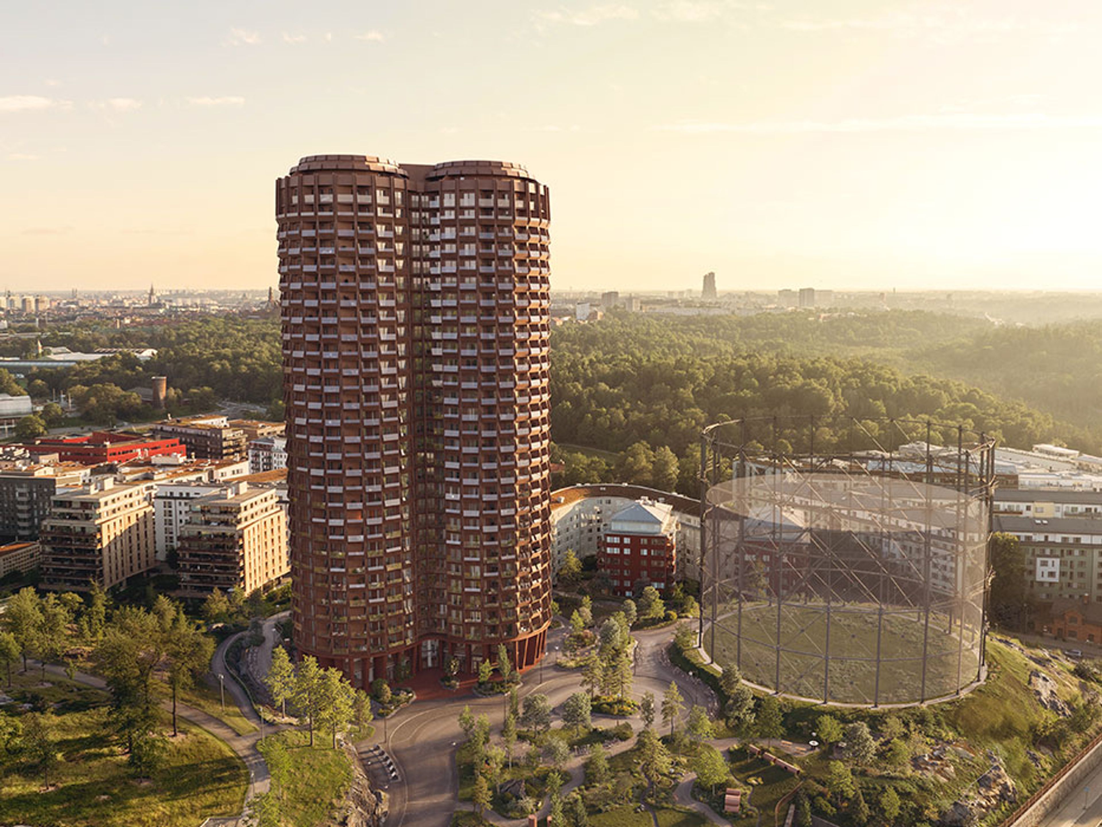 Visionsbild för OBOS-projektet Stadsljus i Norra Djurgårdsstaden