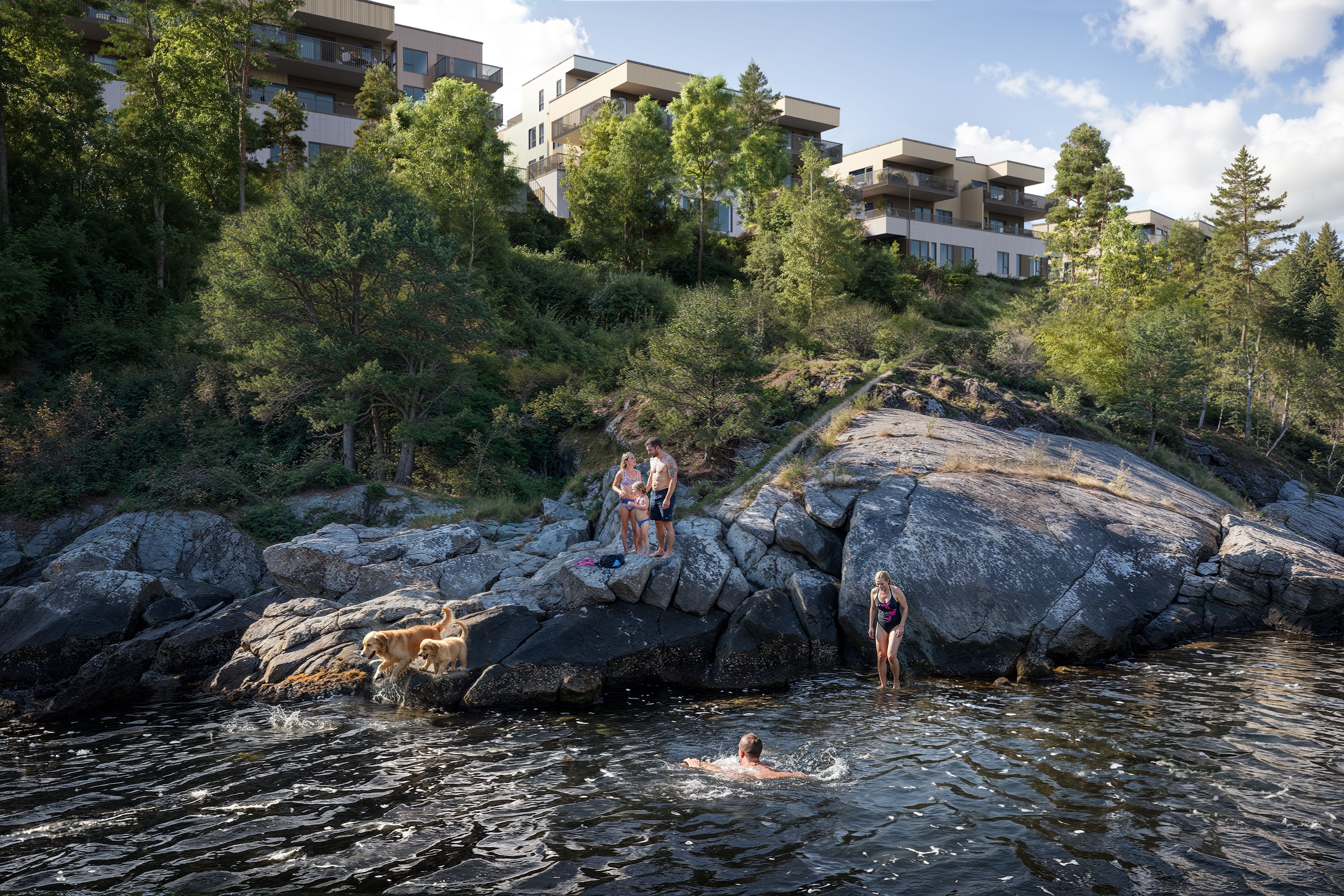 Illustrasjon av nærområdet ved sjøen, på Byfjordporten.