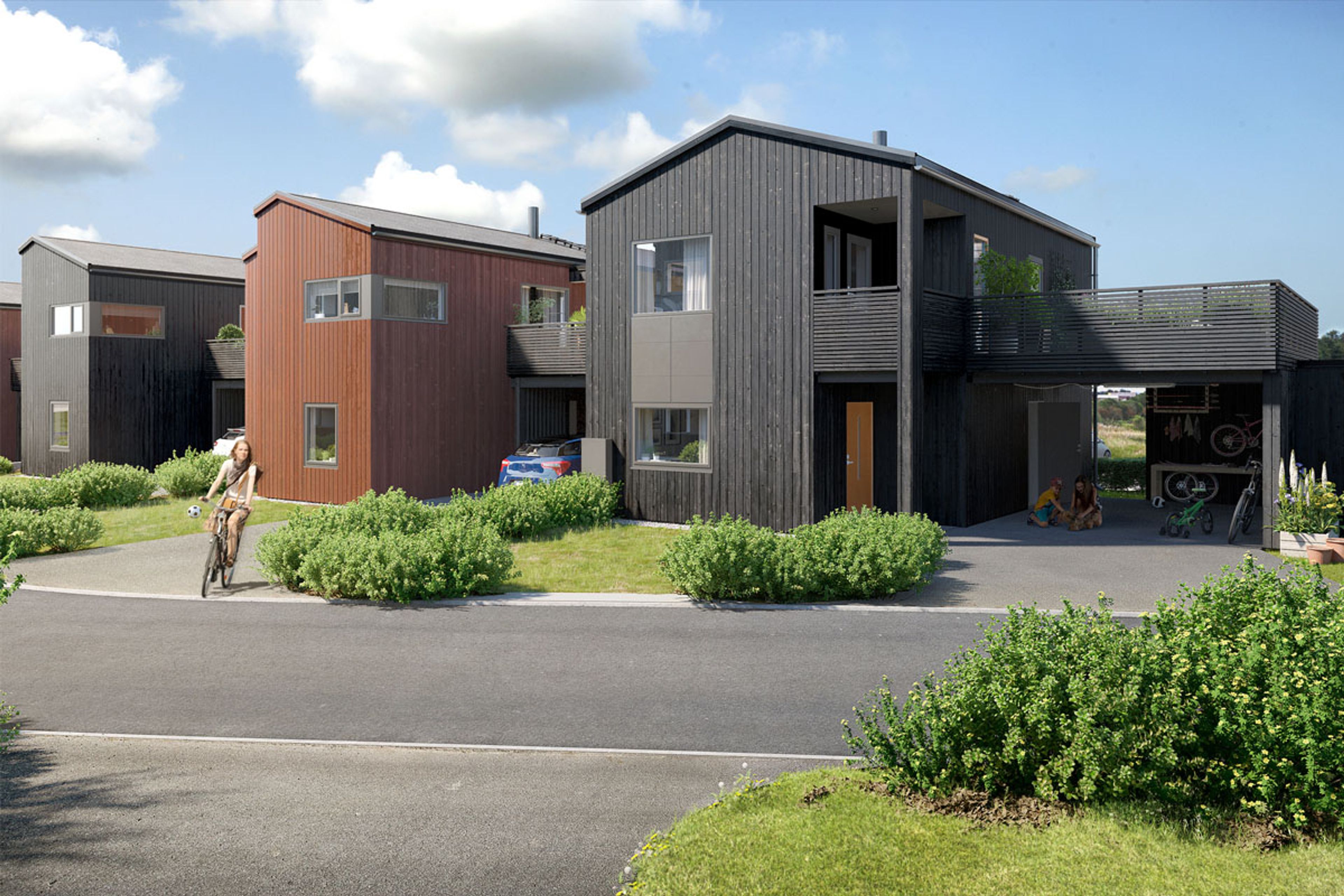 Illustrasjon av fasade på enebolig 7-13