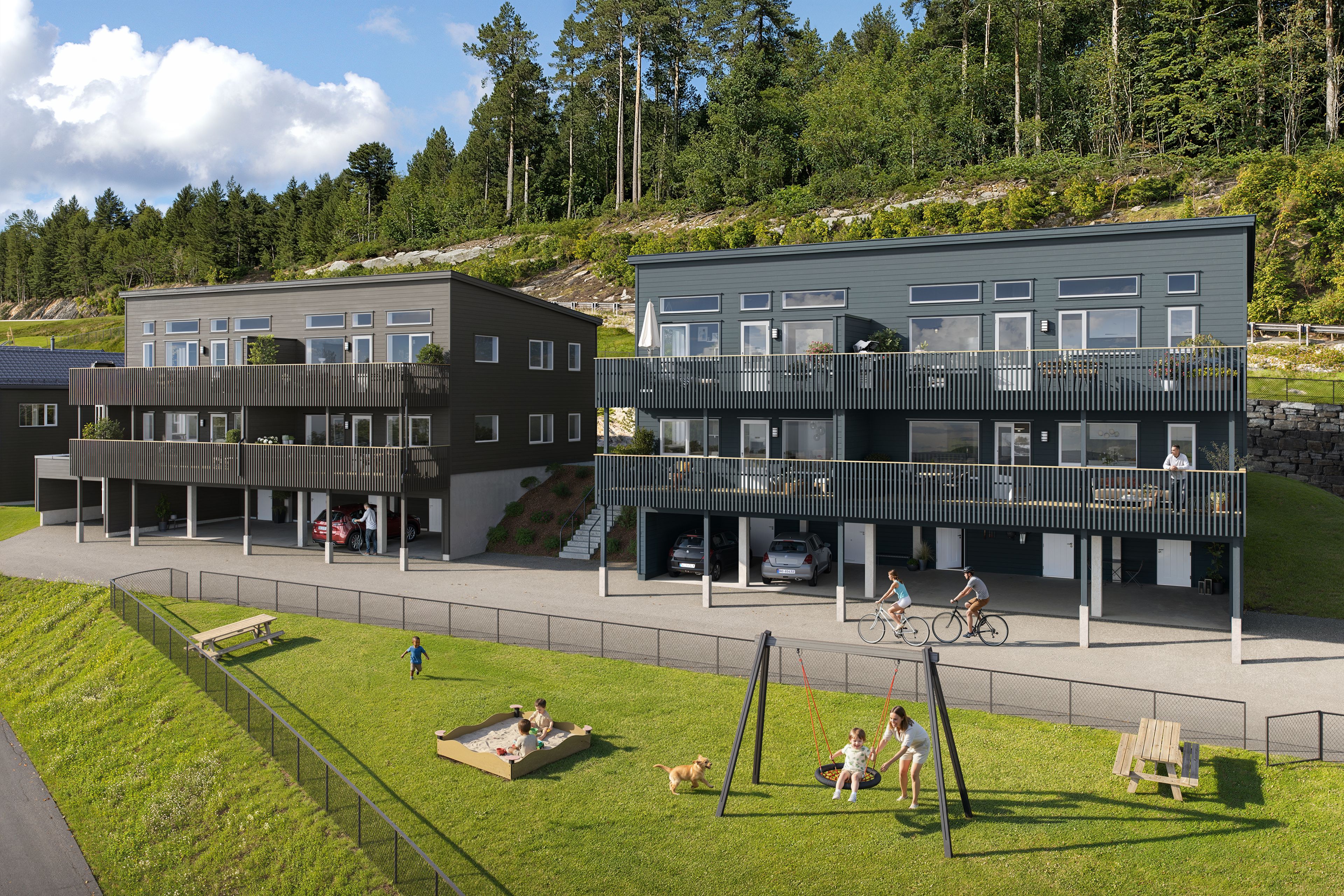 Illustrasjon av leilighetsbygg, hus 6 og 7, Røbekklia.