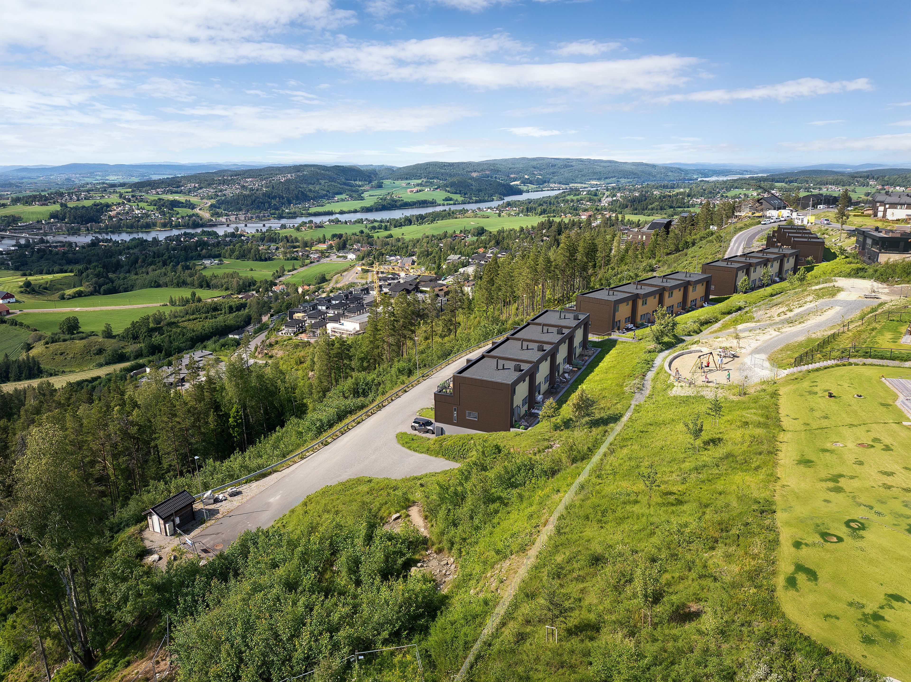 Oversiktsillustrasjon av rekkehus på Løkenåsen Platå