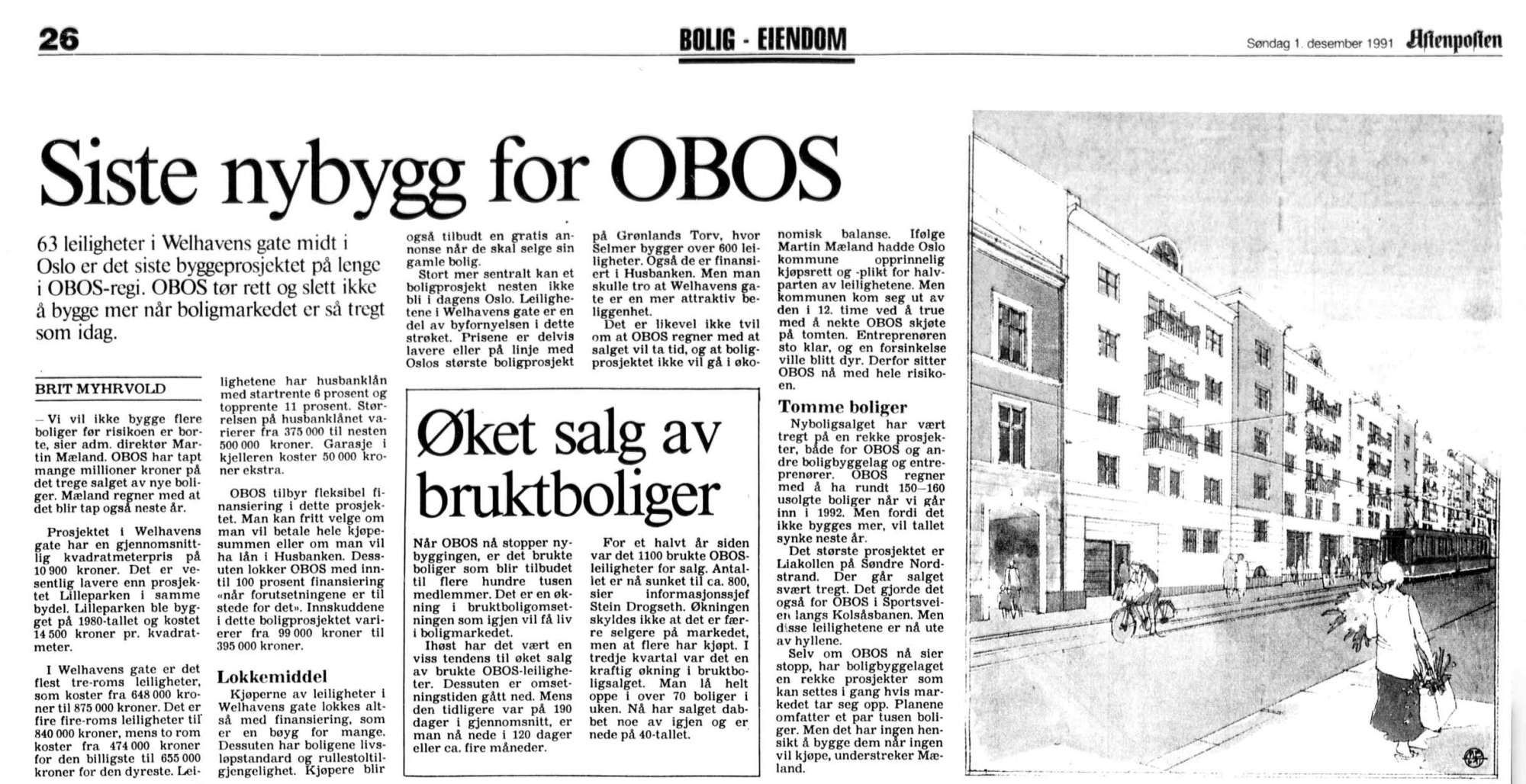 Faksimile fra Aftenposten søndag 1. desember 1991