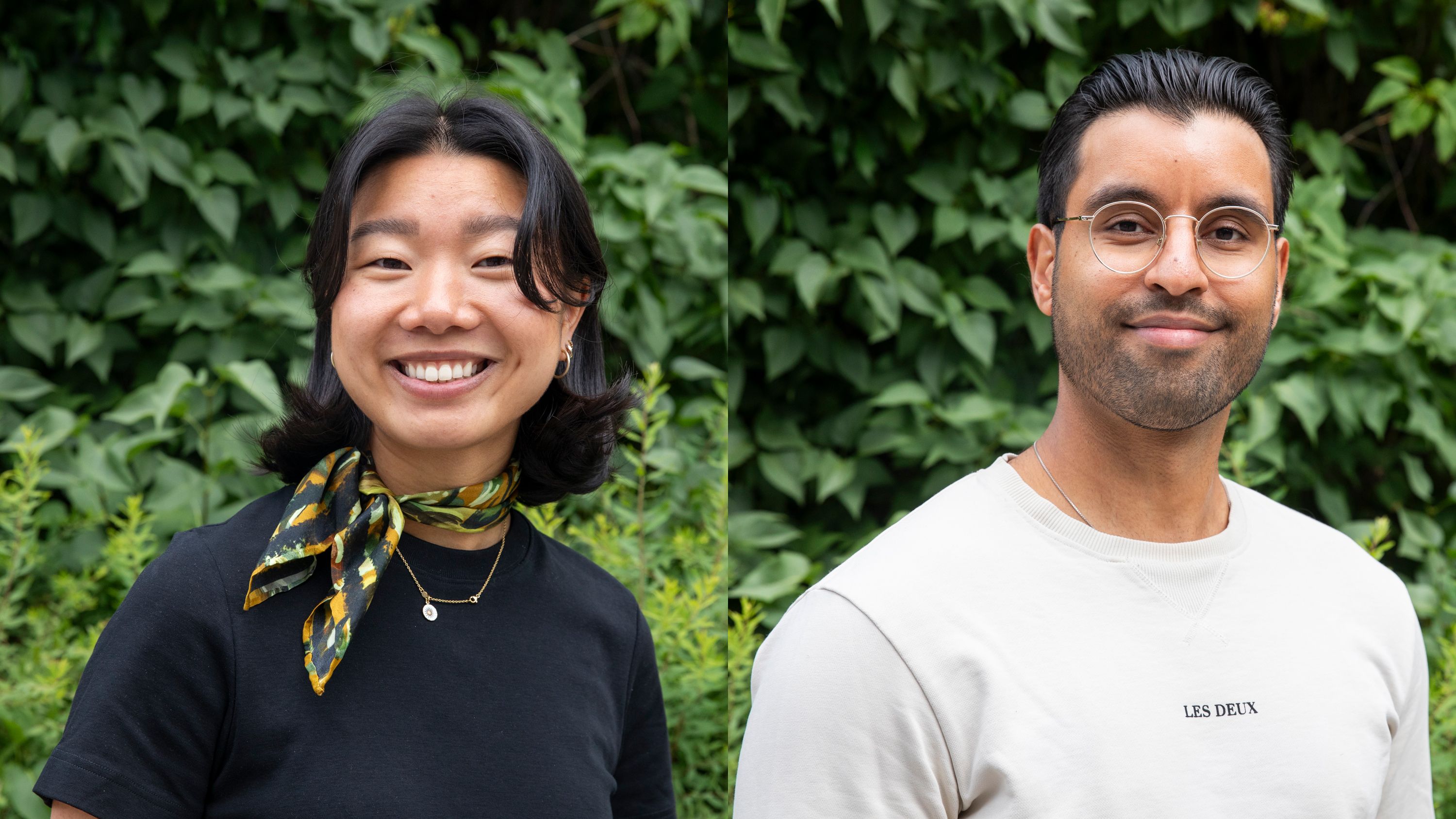 Foto av Milla og Karminder utenfor Hammersborg Torg.