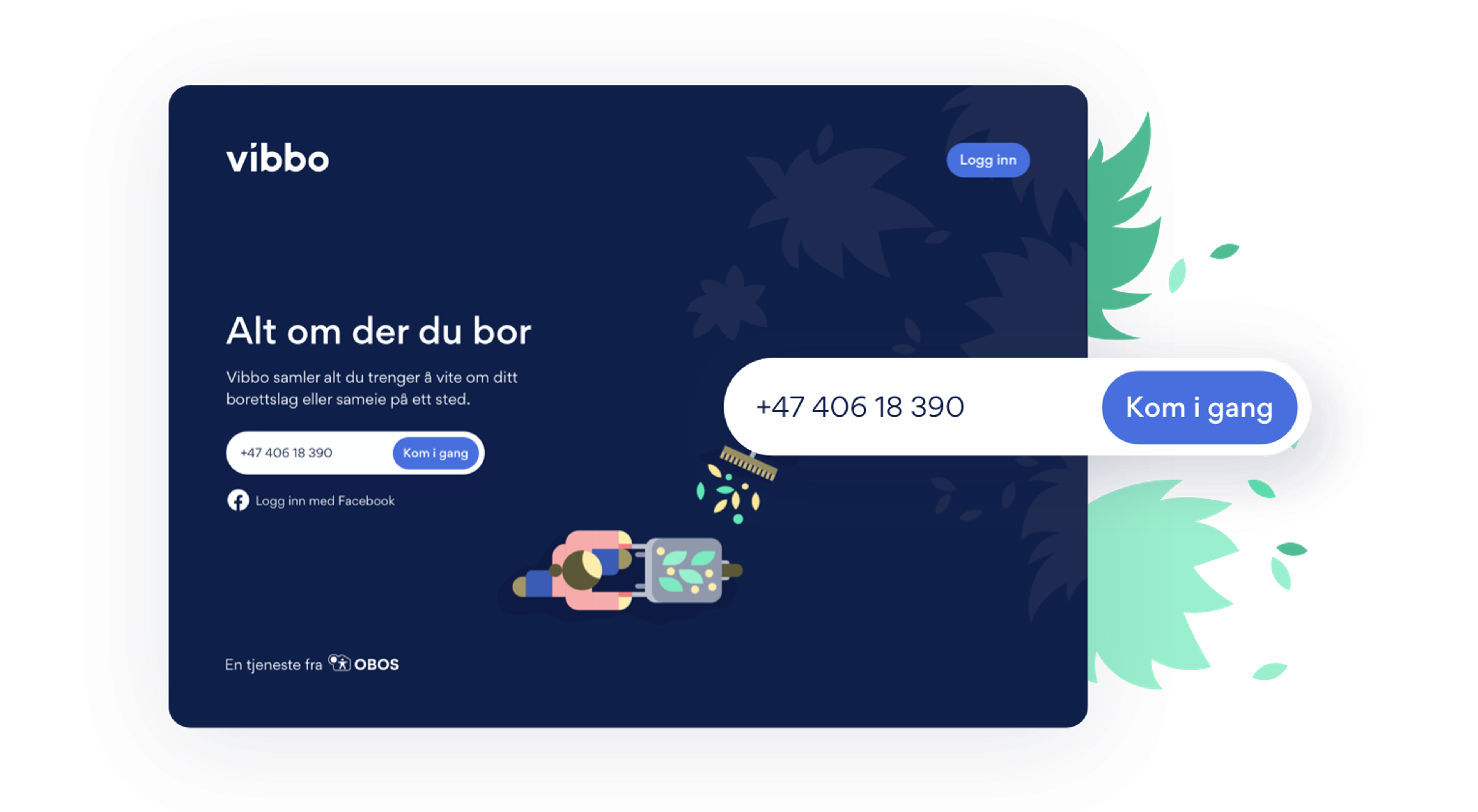 Illustrasjon av innloggingsvinduet i Vibbo