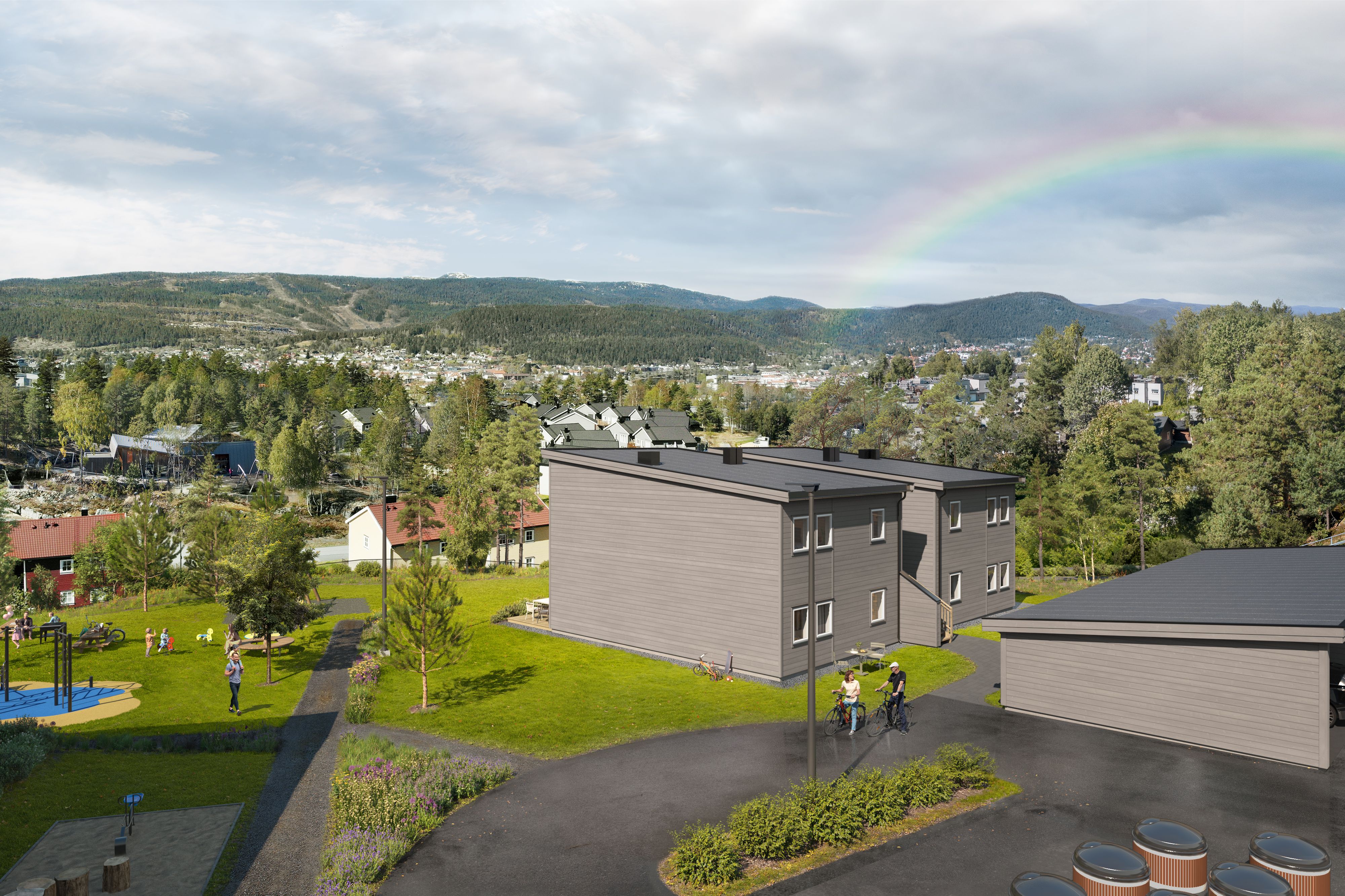 Illustrasjon av hus 14 med utsikt, på Henckeltunet Park C13