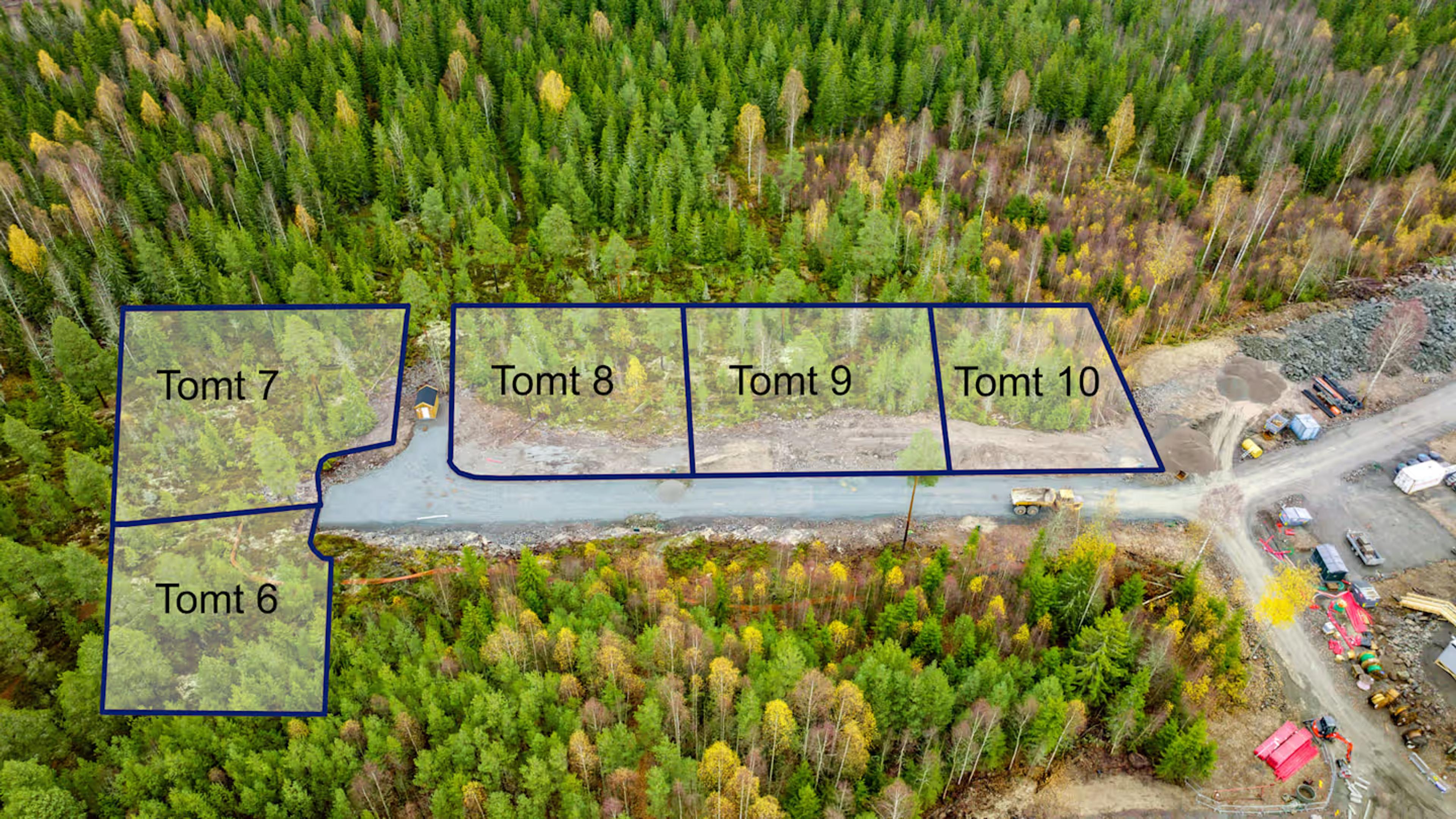 Oversikt over tomtene på Langerudberget, med nummerering.


