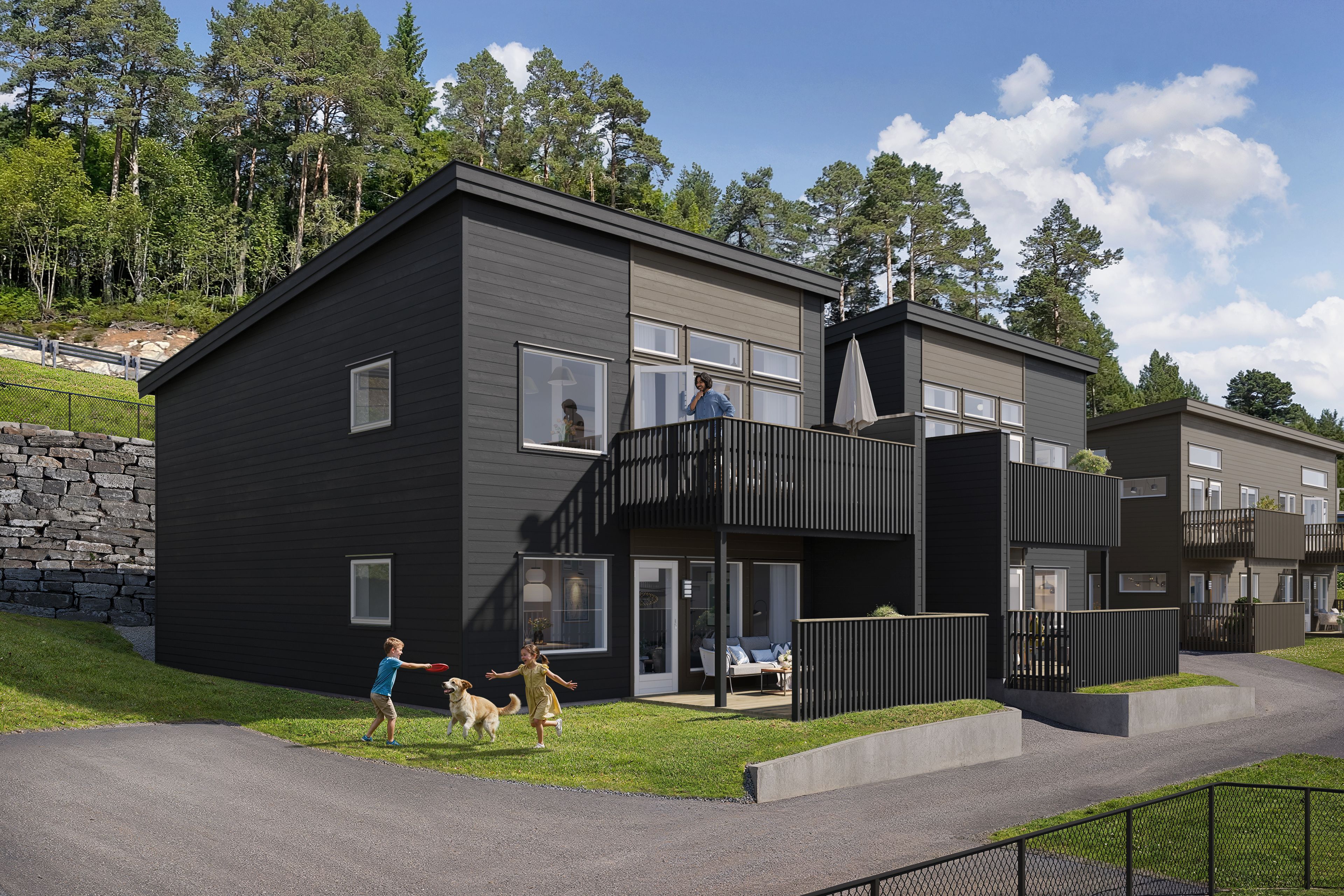 Illustrasjon av leilighetsbygg, hus 5, Røbekklia.