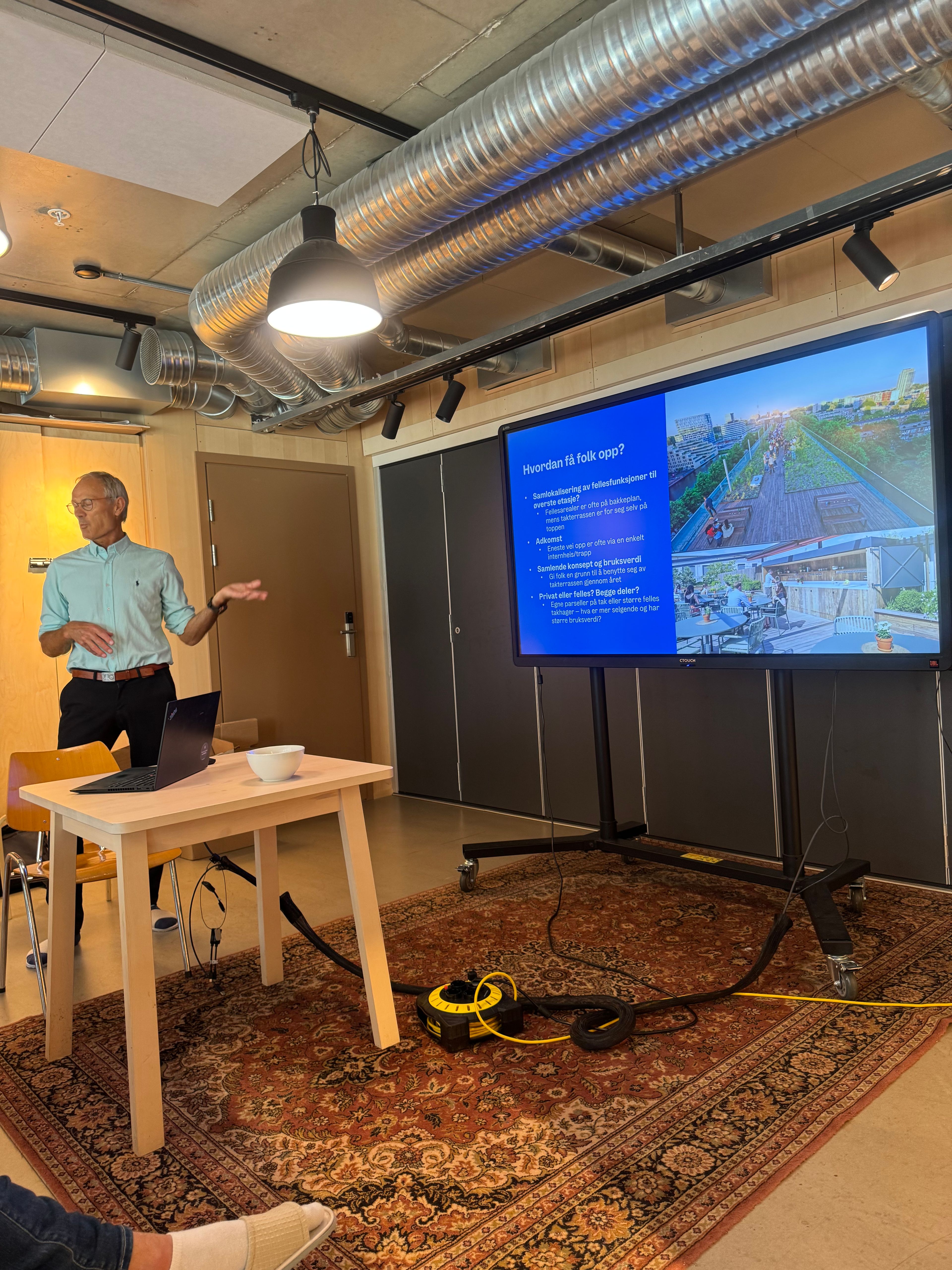 Jan Fagerheim, prosjektsjef i ONH Oslo og Akershus, presenterer problemstillingen for summer internsa.