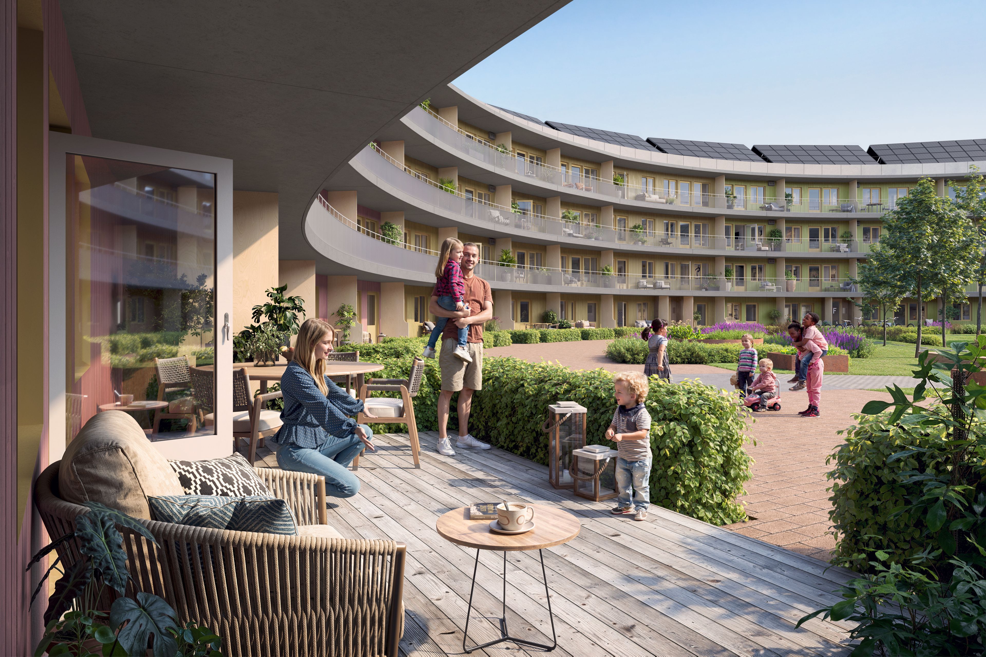 Illustrasjon av terrasse i duplexleilighet, Oen