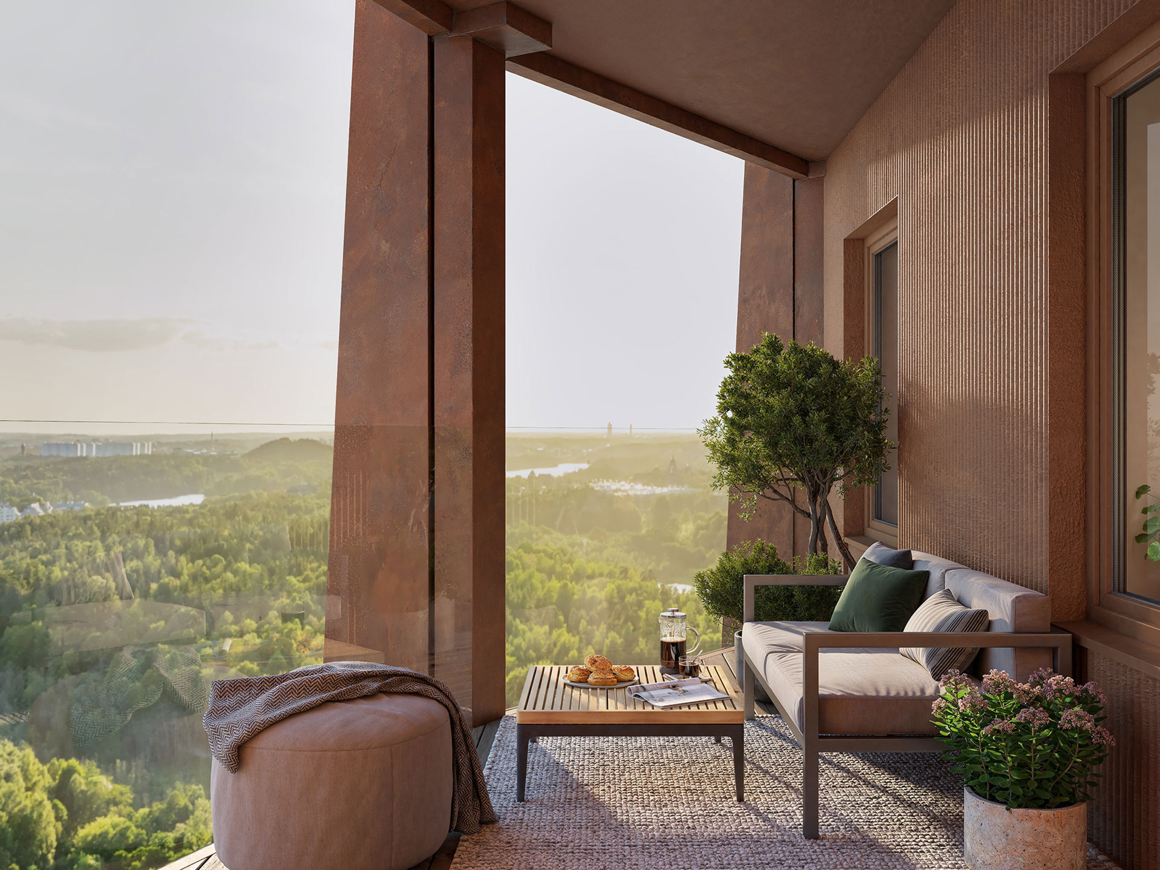 Utsikten från en balkong i projektet Stadsljus