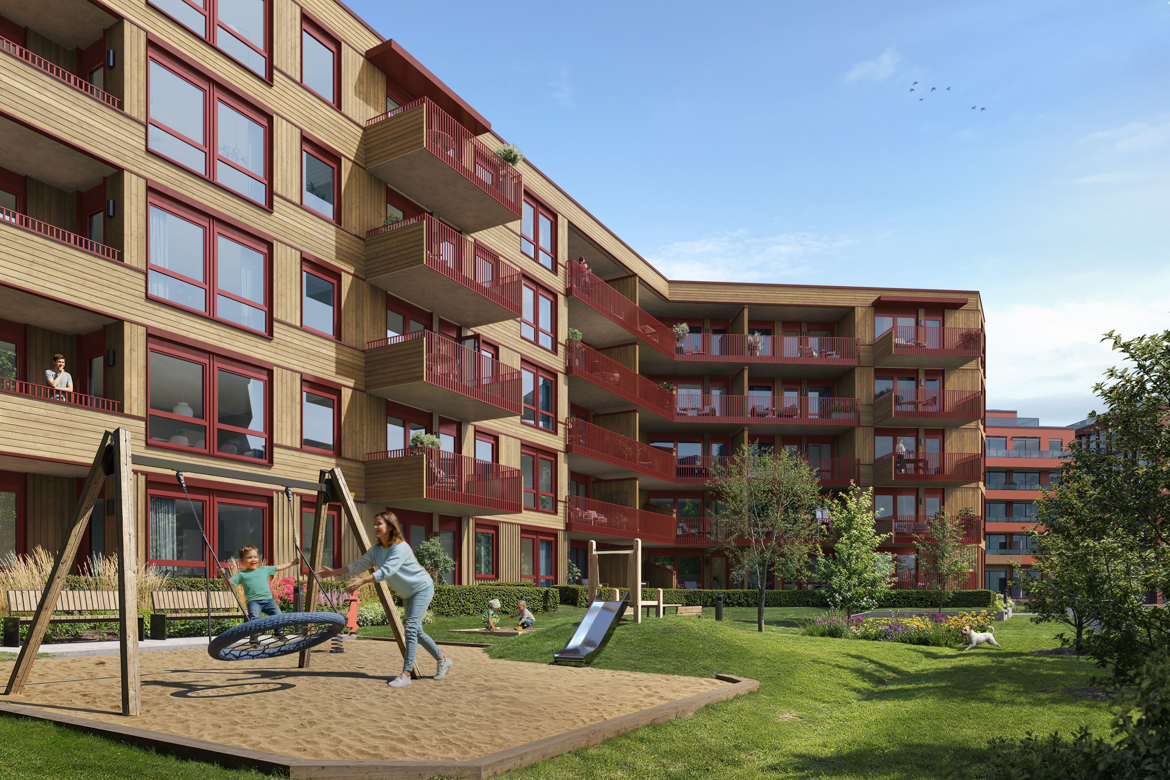 Illustrasjonsbilde av fasaden og uteområdet i Ensjøkroken.