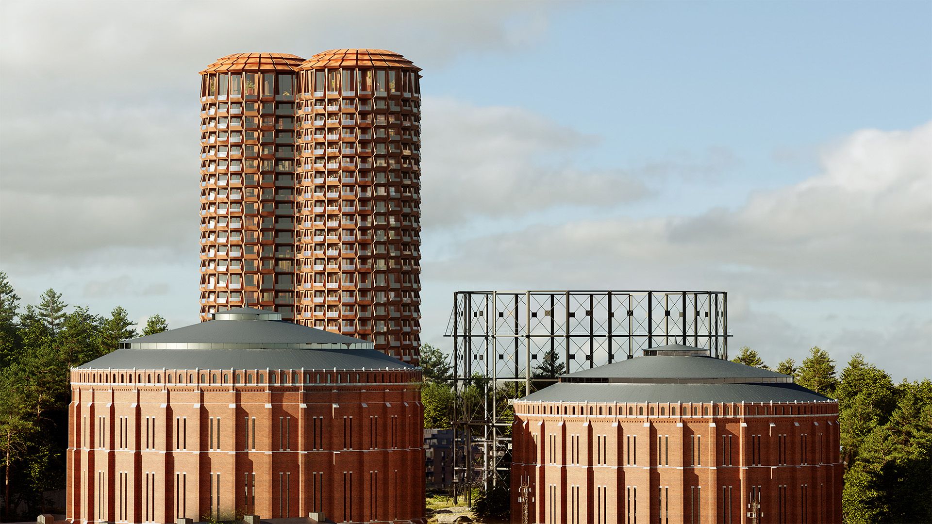 Stadsljus exteriör och gasklockan