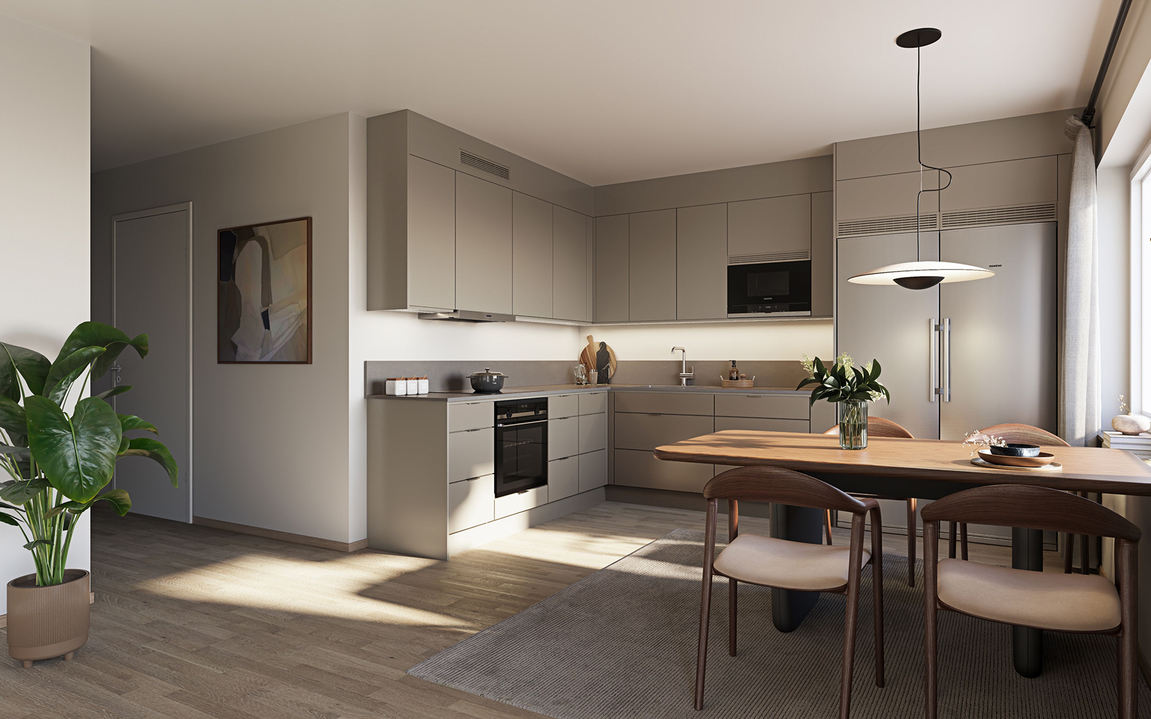 Kök och matplats med designlinje Vinter