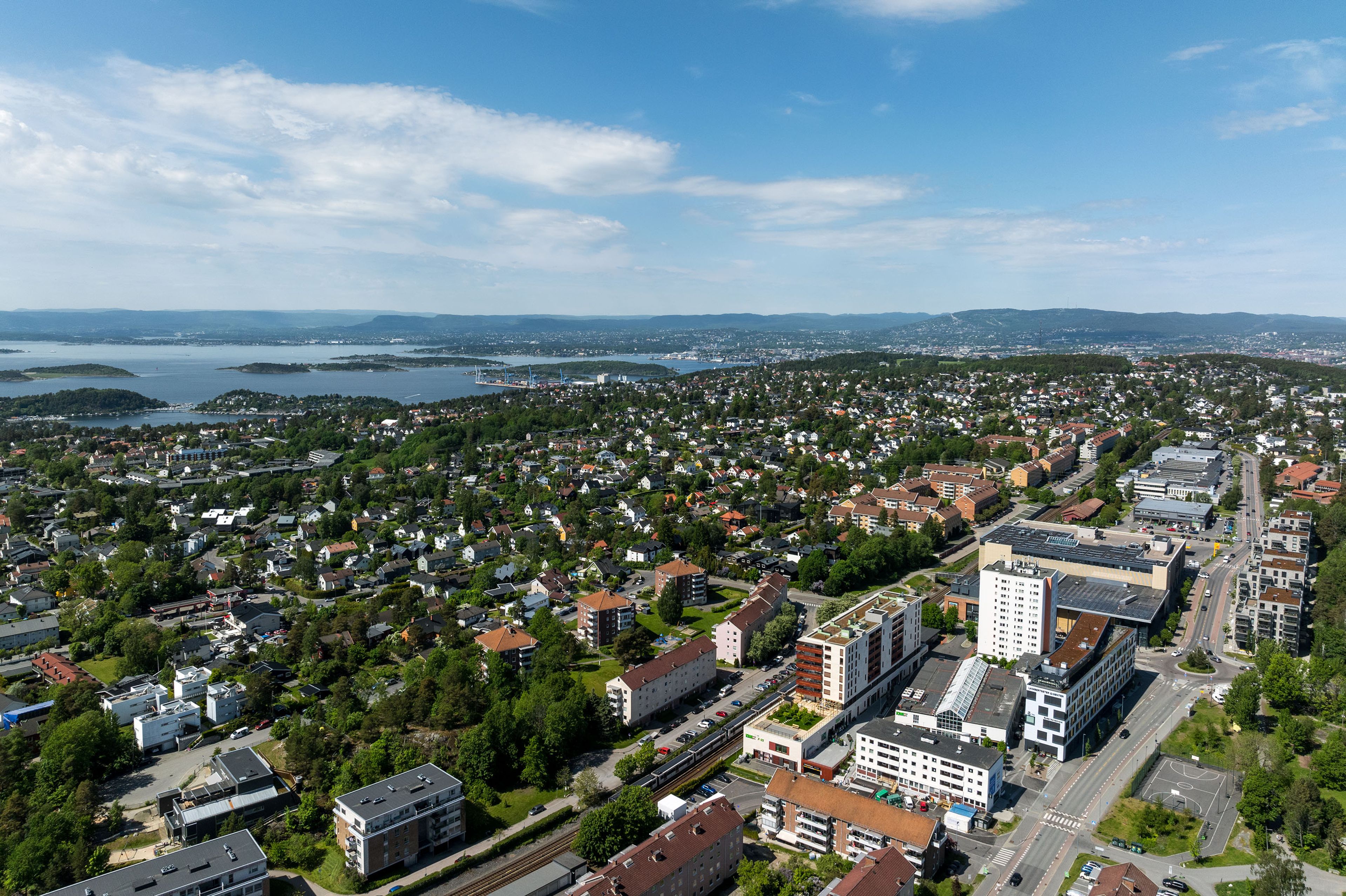 Dronebilde av området.