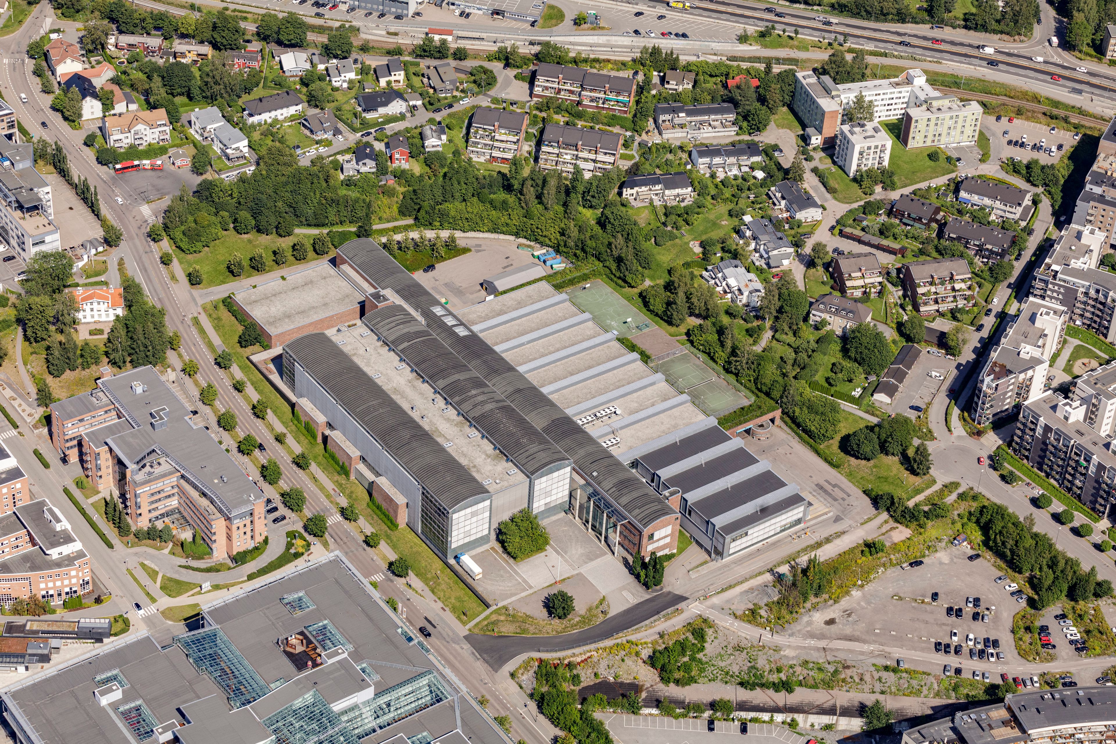 Foto av området der Trykkeriet Nydalen skal bygges, sett ovenfra.