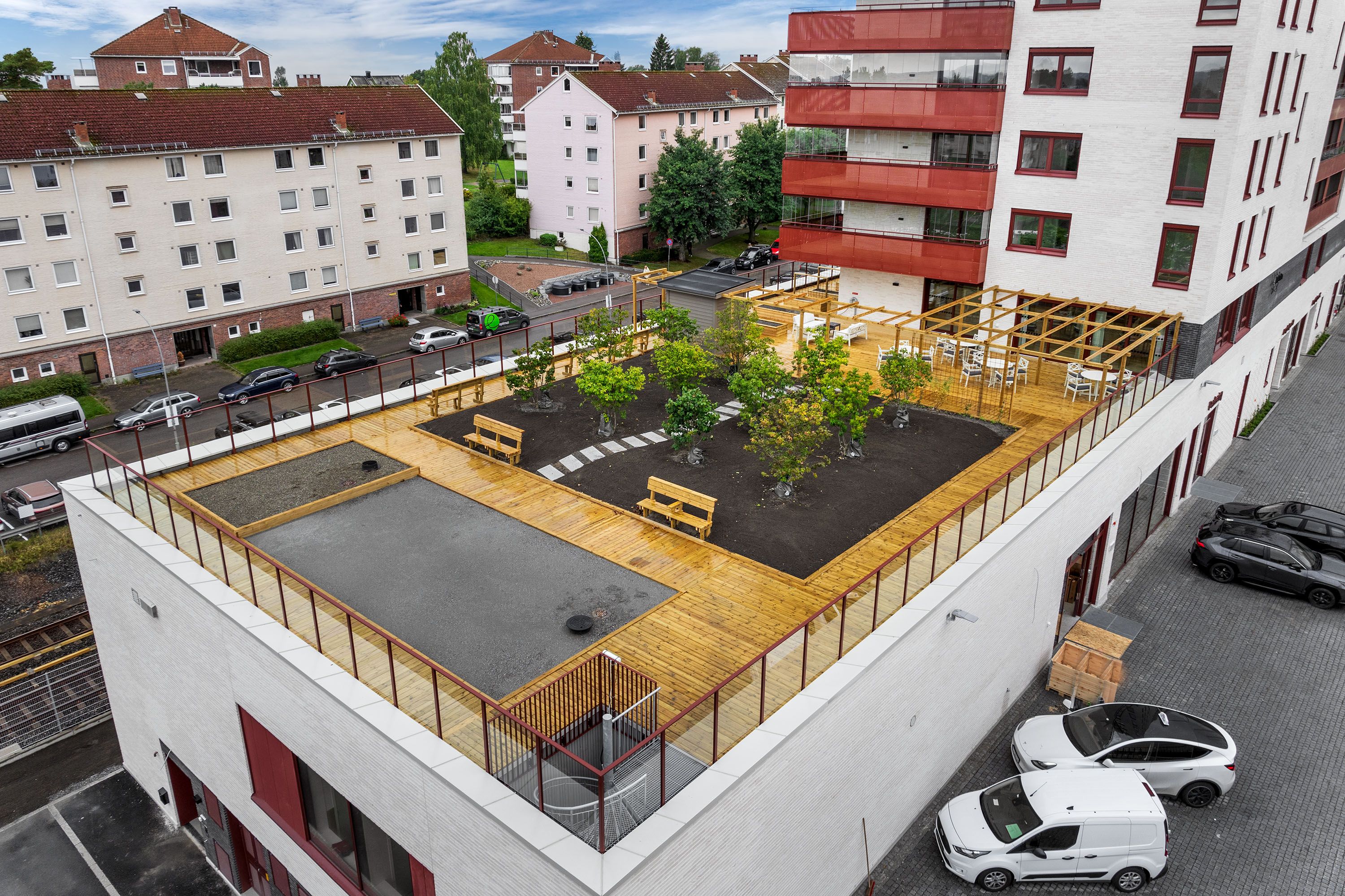 Oversiktsbilde av felles takterrasse