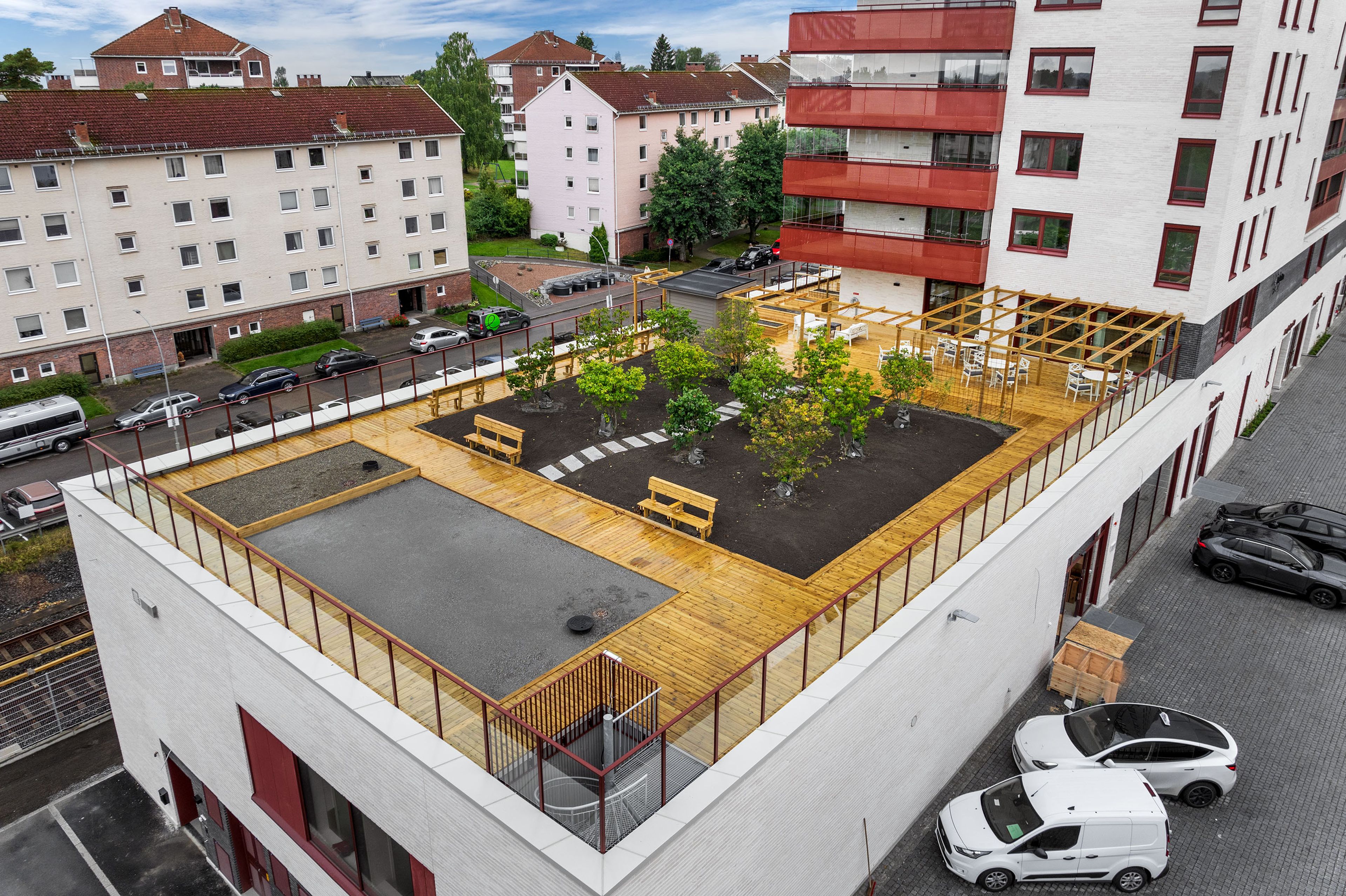 Oversiktsbilde av felles takterrasse