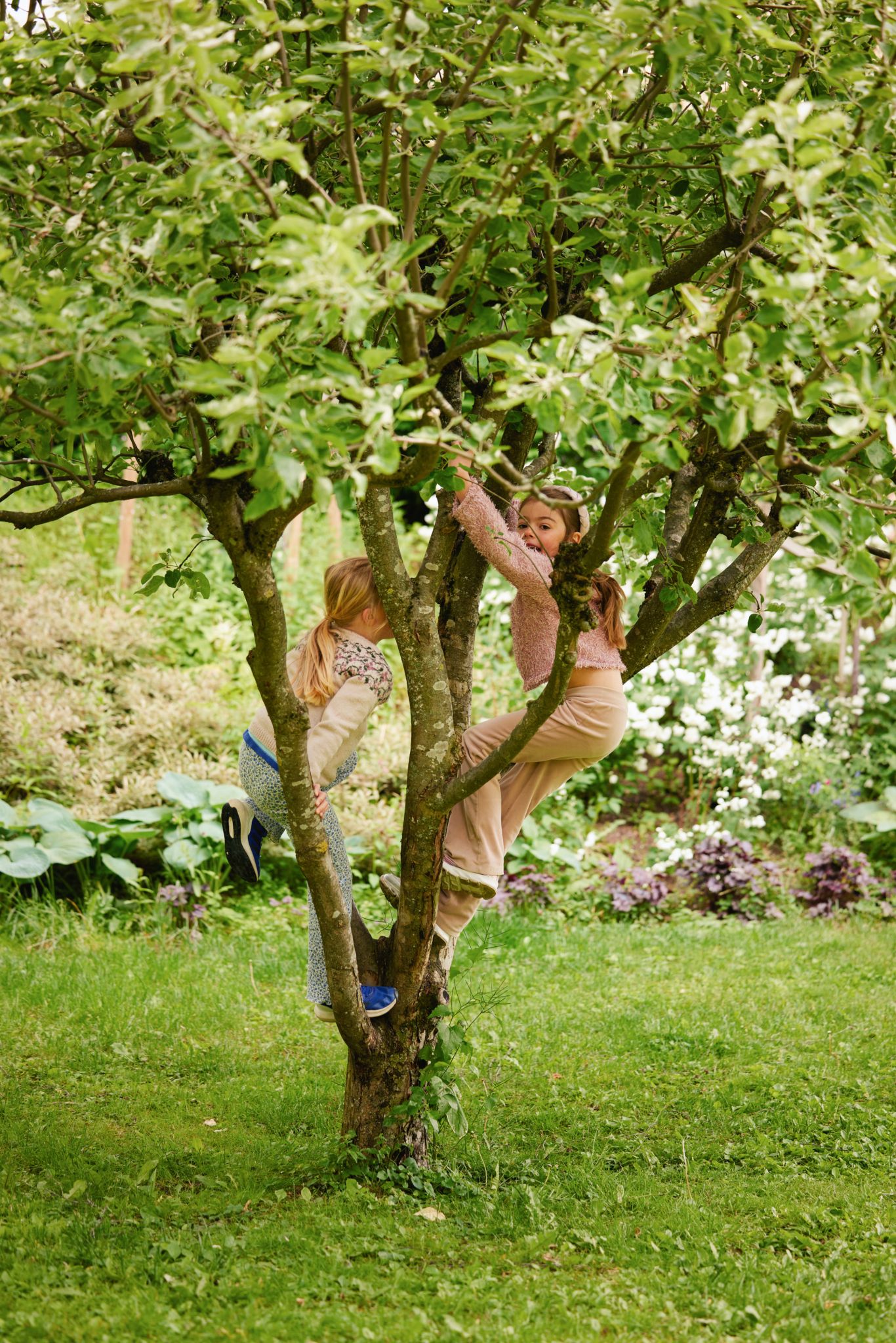 To jenter leker boksen går.