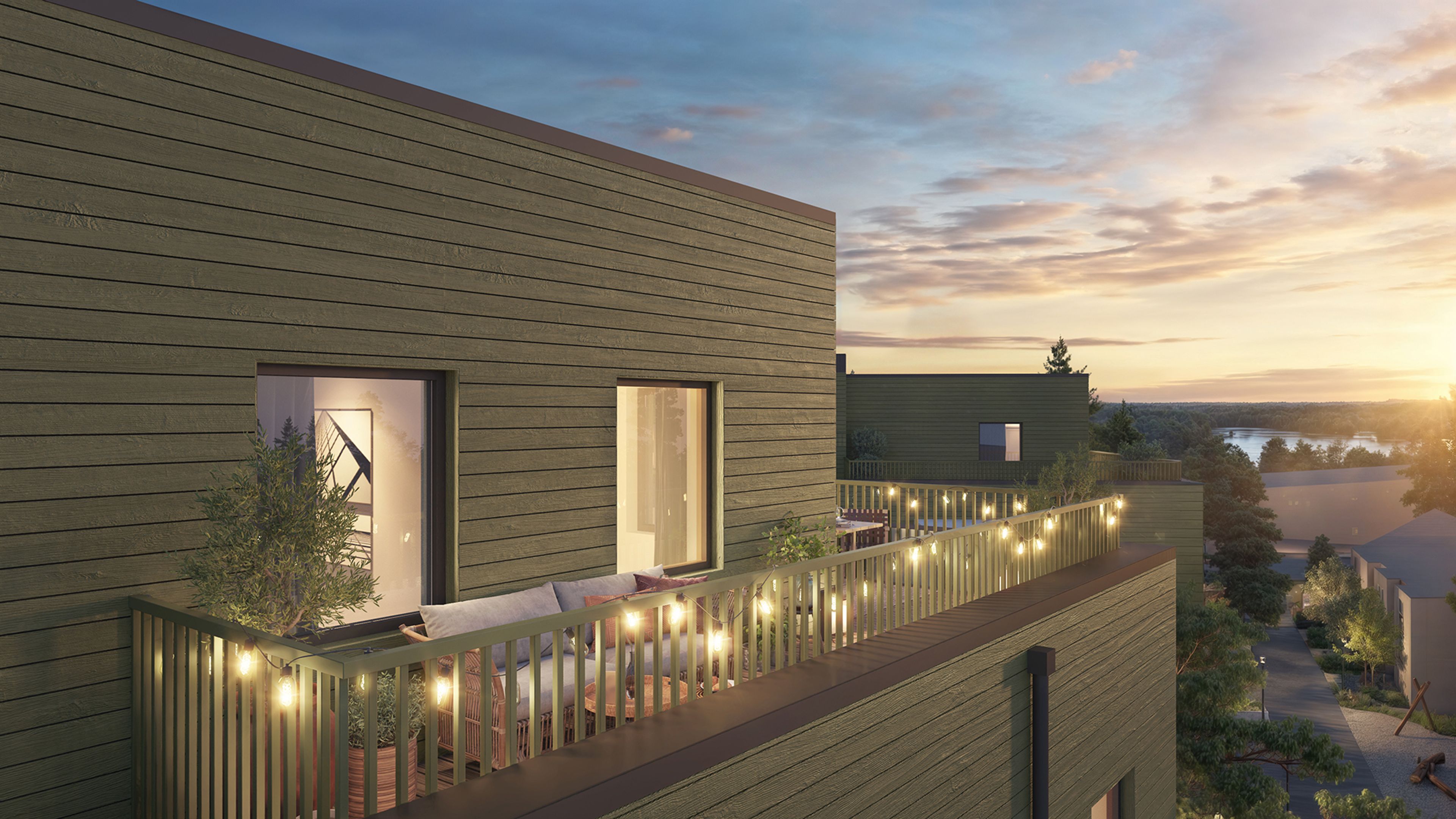 Takterrass med utsikt över Landvettersjön