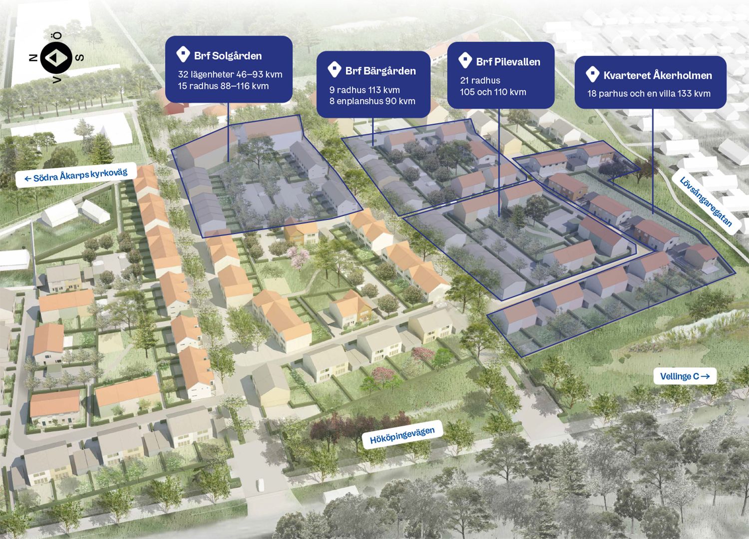 Illustration av stadsdelen Vellinge Parkby