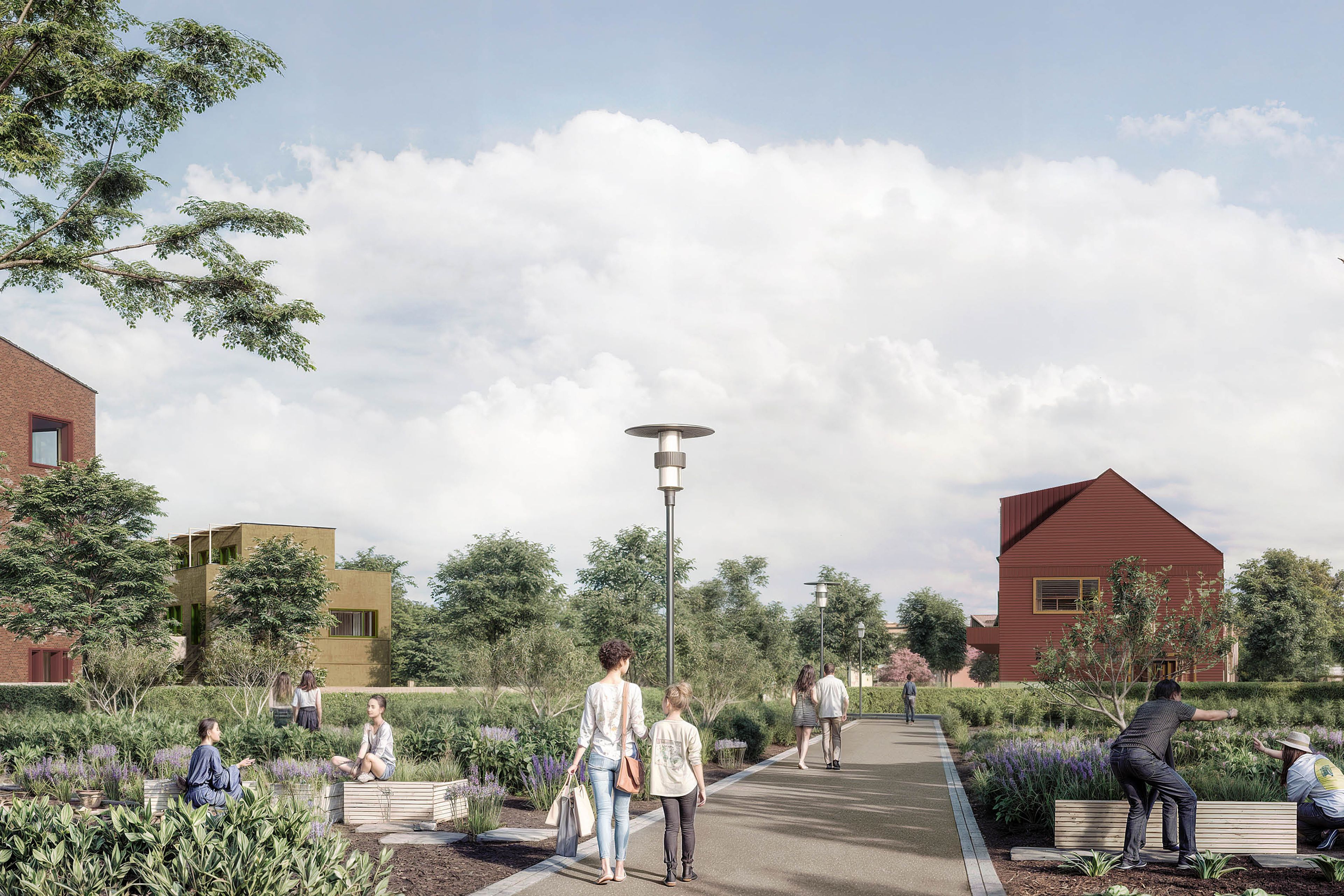 Visionsbild av kvartersgata i Minnesdal