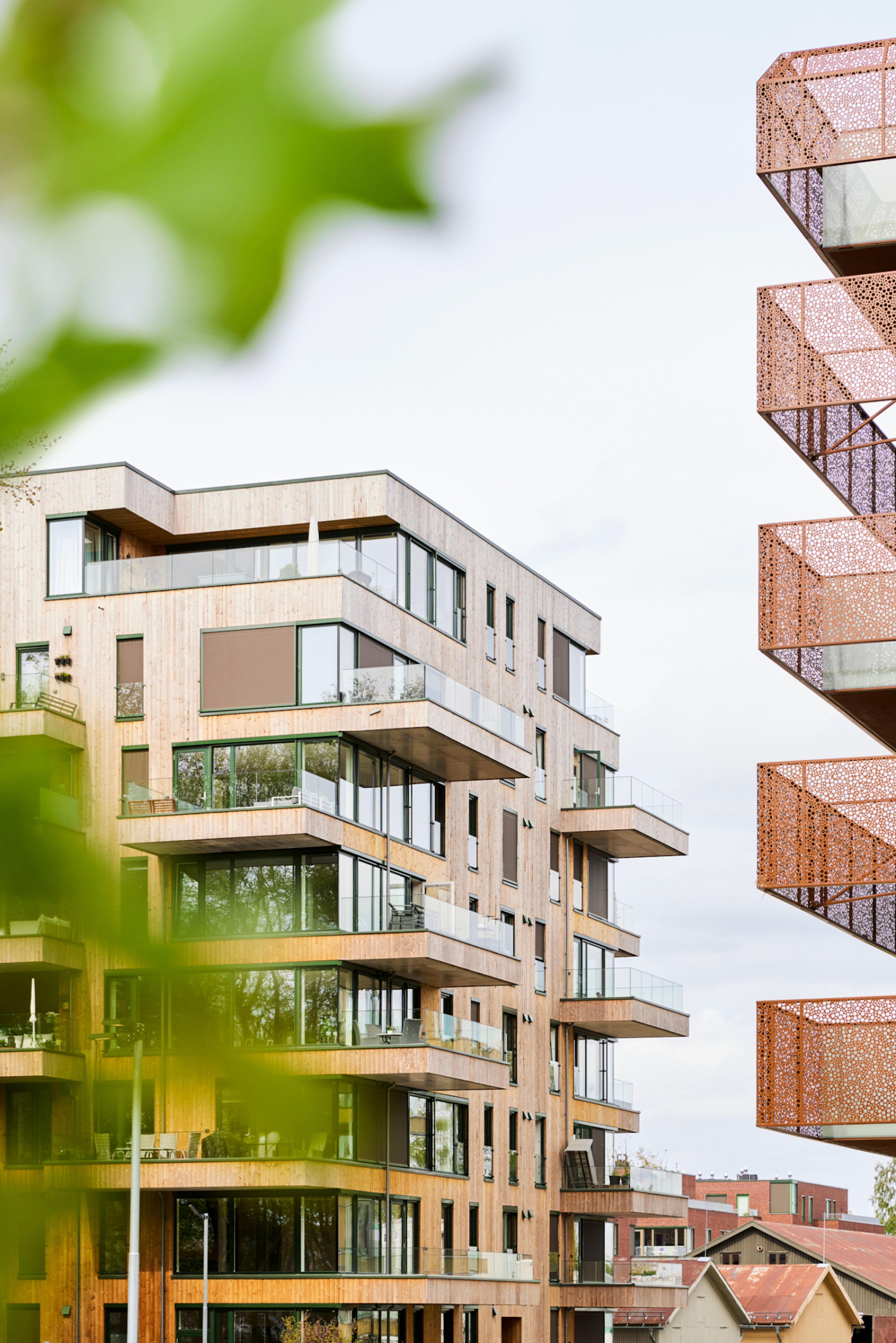 Fasader i Magasinparken i Ski.