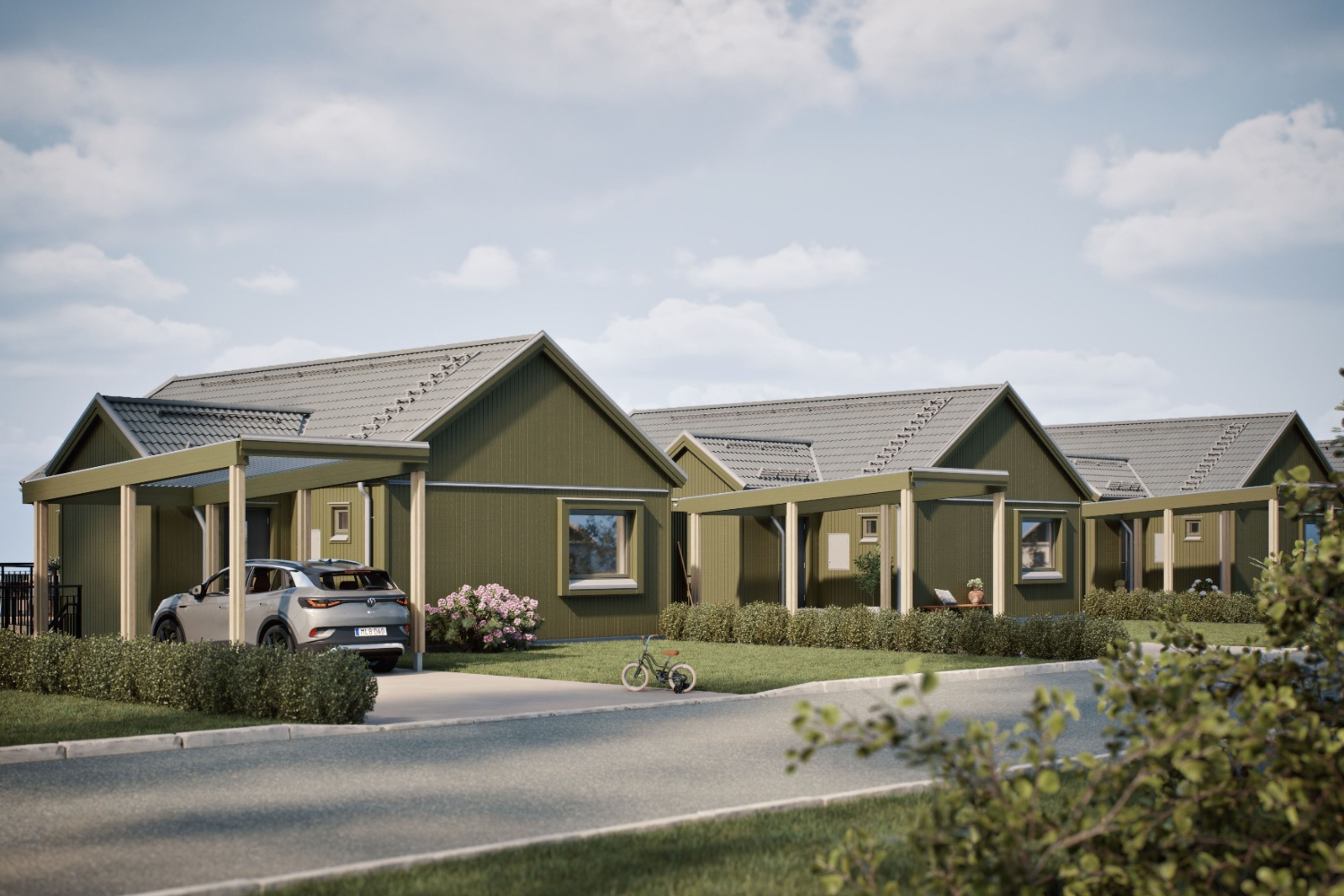 Illustrationsbild villor med carport