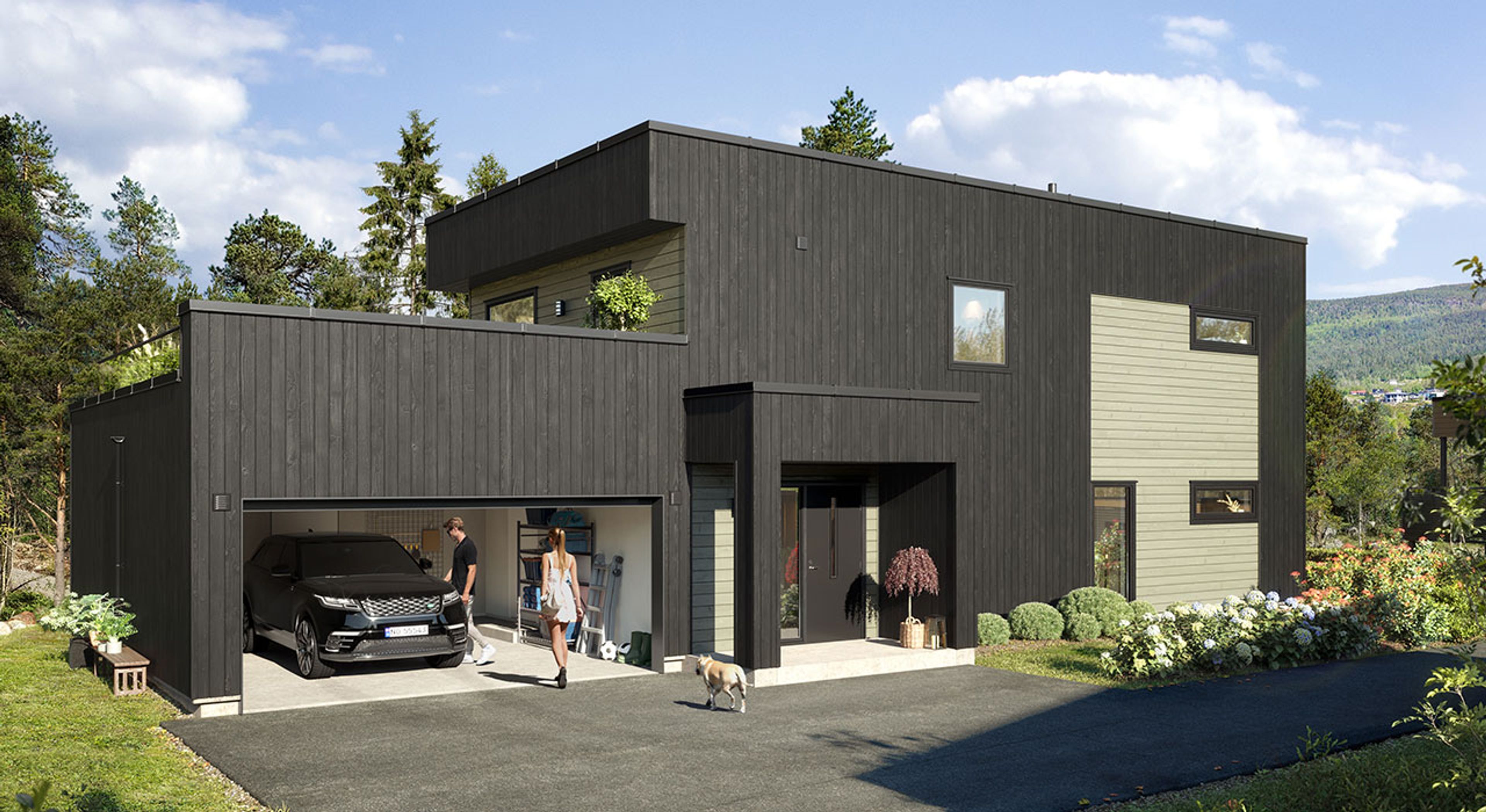 Illustrasjon av fasade på hus 5 på Fjordsyn