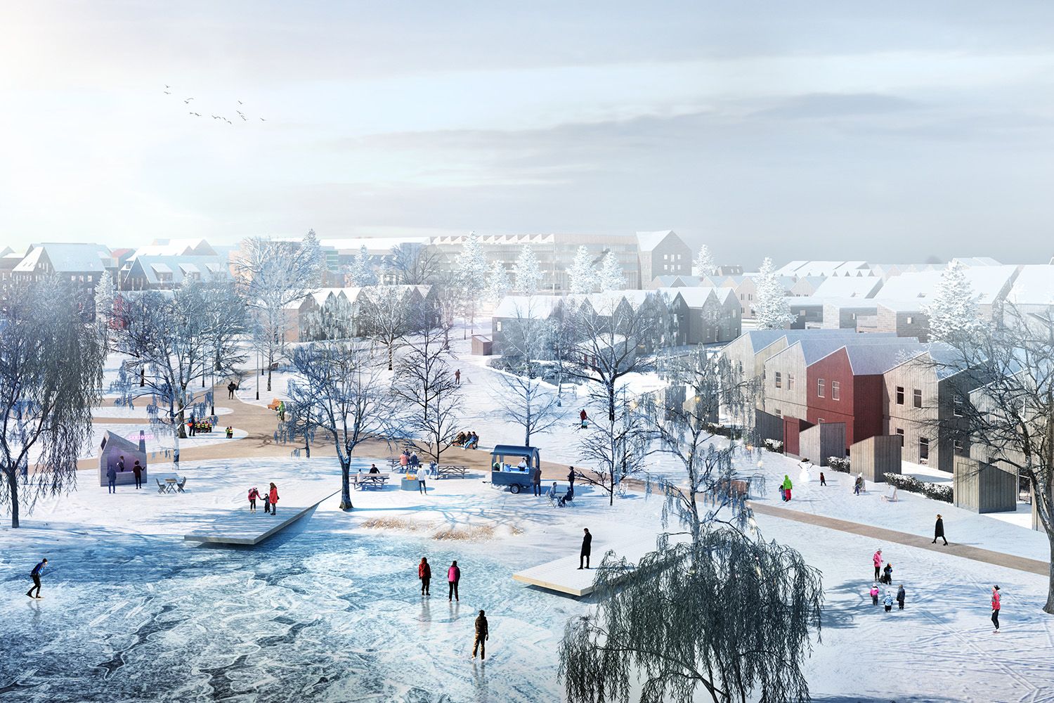 Visionsbild av Östra Ramlösa i vinterlandskap