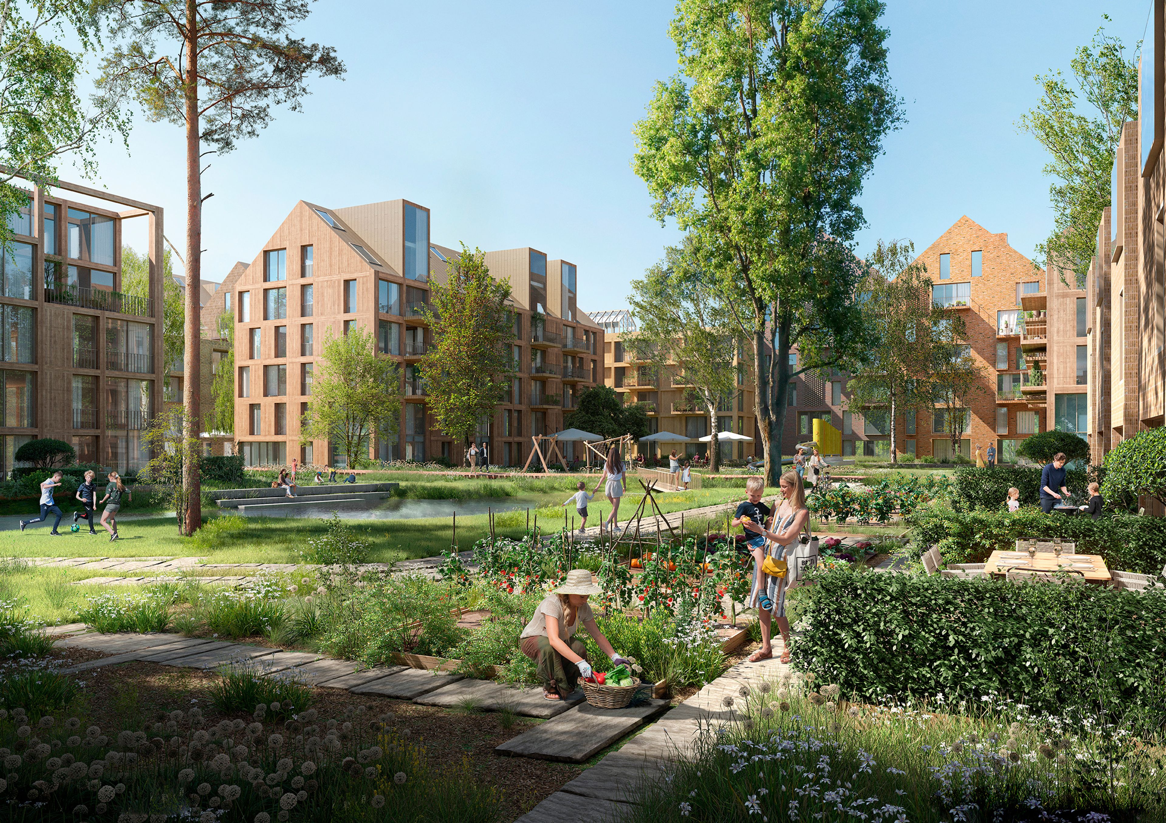 Illustrasjon og forslag fra Asplan Viak for gårdsrommet på Rosenholm.