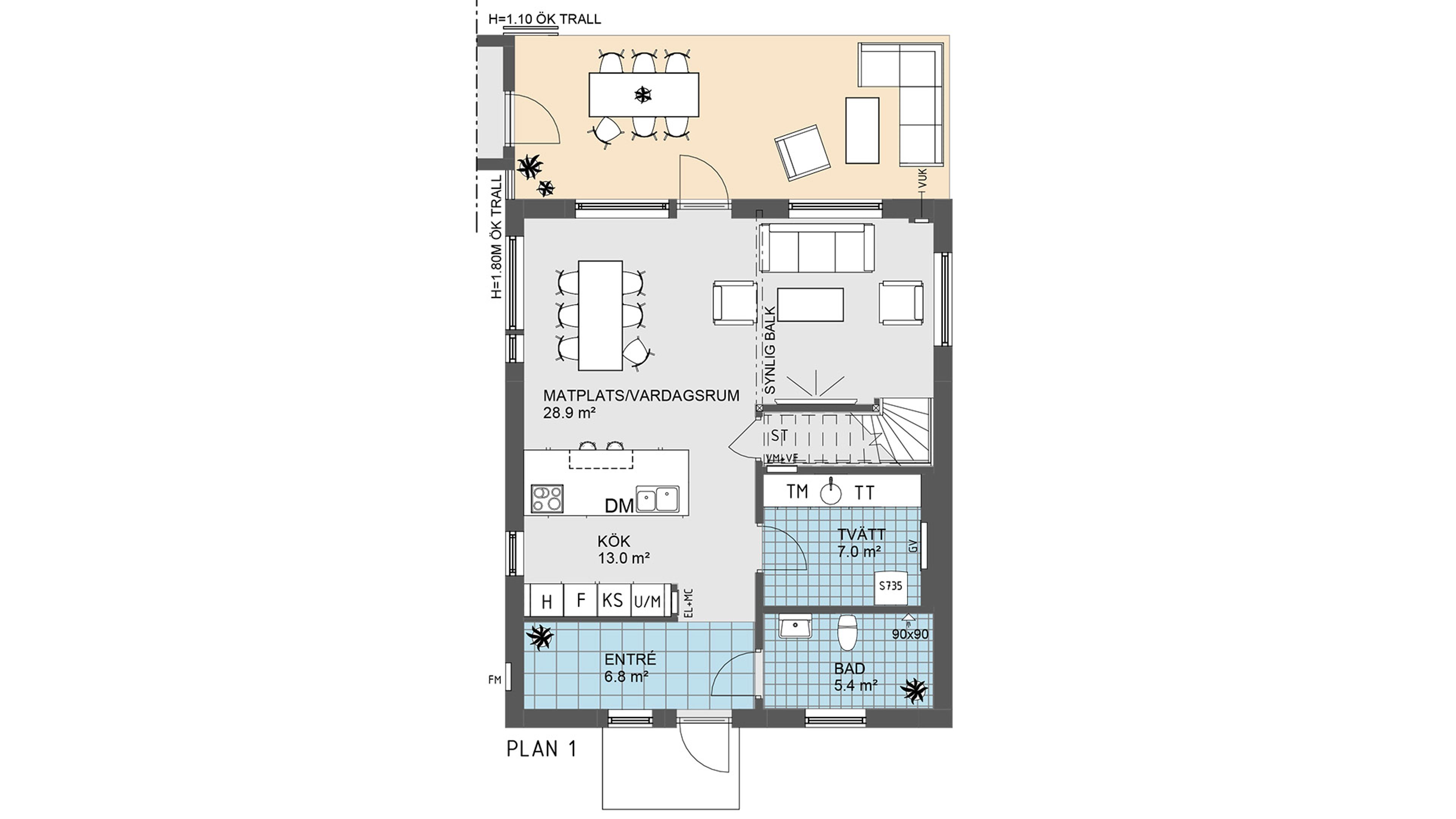 Planlösning Bottenvåning hus 11