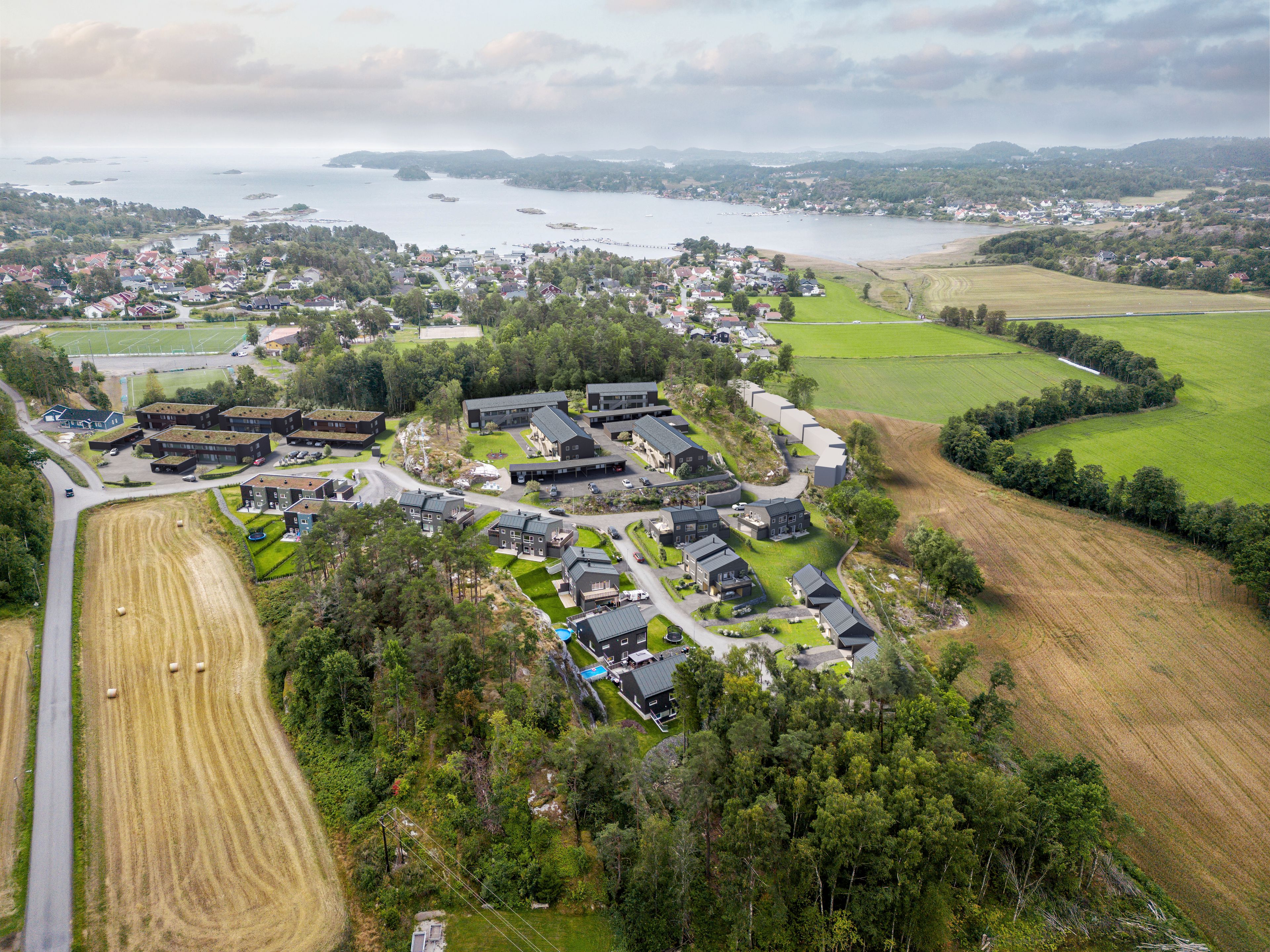 Oversiktsillustrasjon over boligområdet på Solkollen