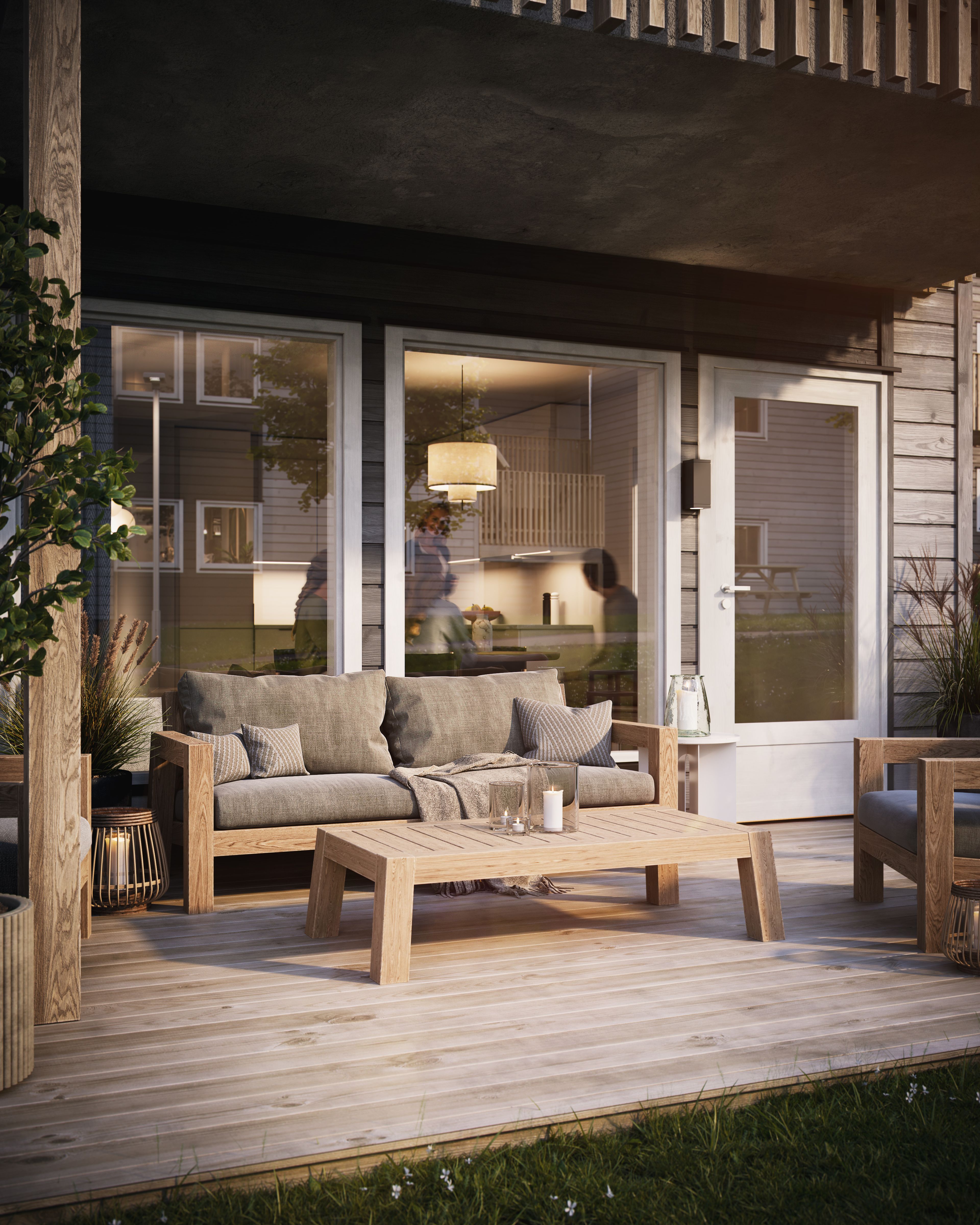 Illustrasjon av terrasse i leilighet på Olbergåsen