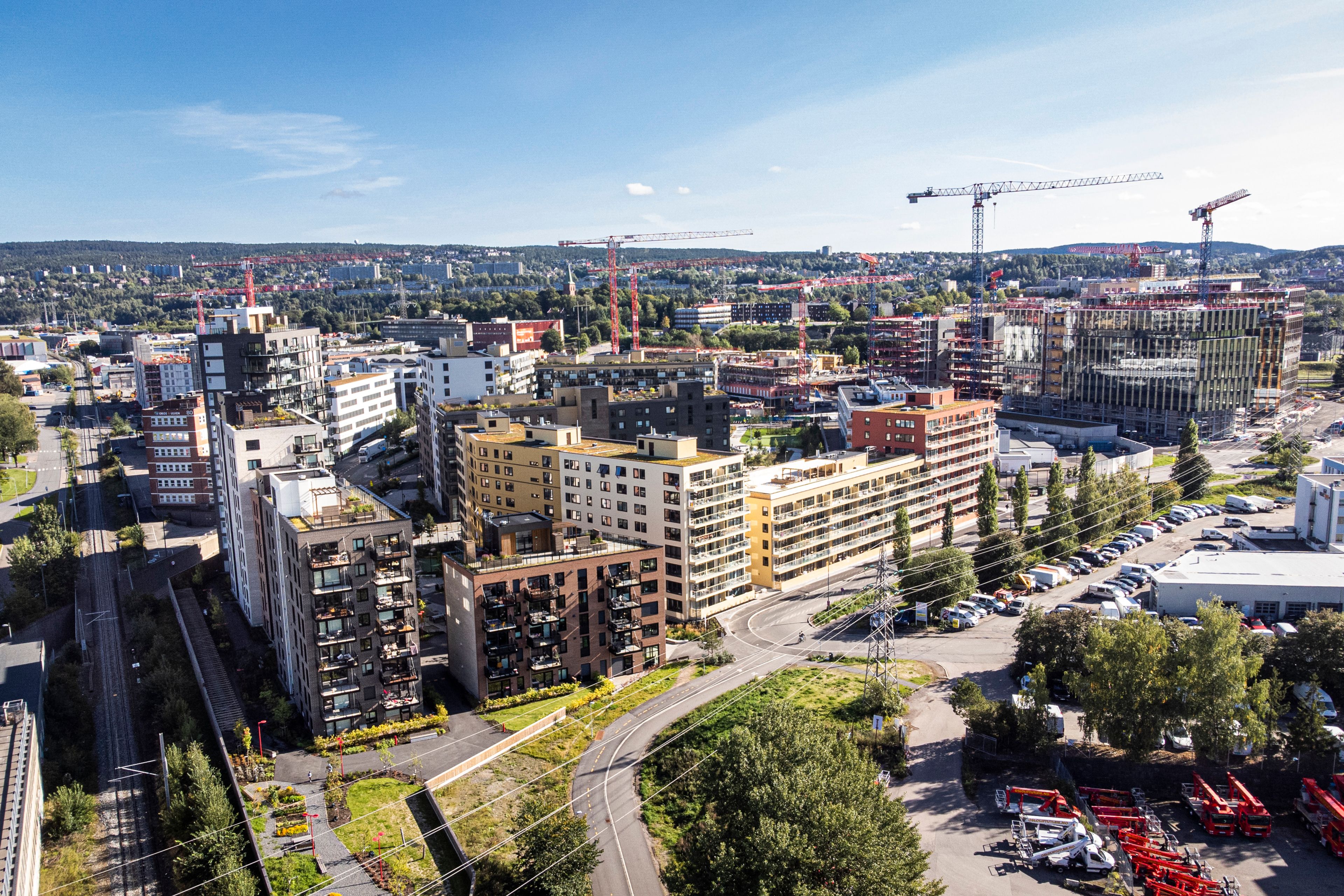 Dronefoto av Ulven i Oslo.