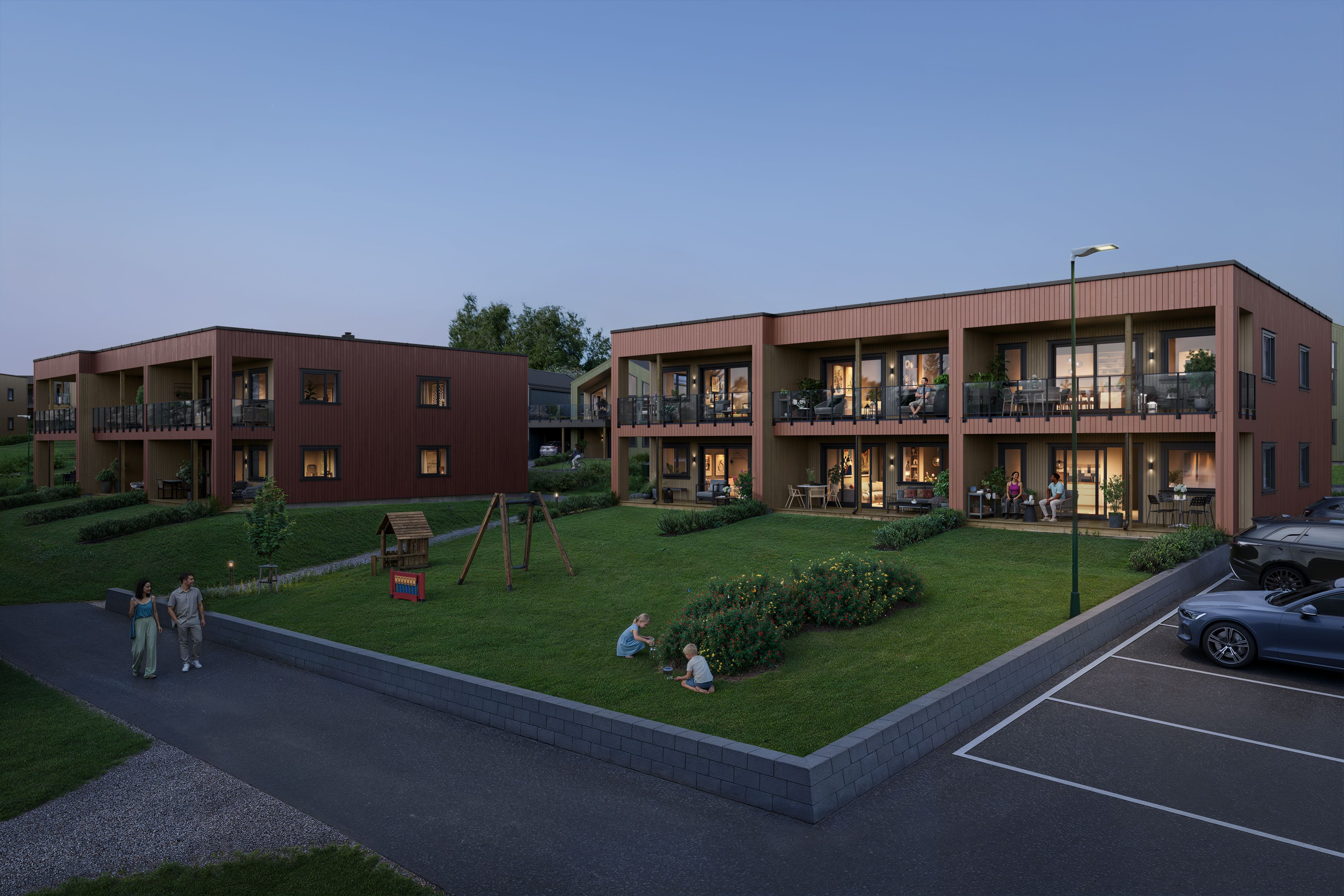 Illustrasjon av leiligheter, bygg 3 og 4, i Smedhagen.