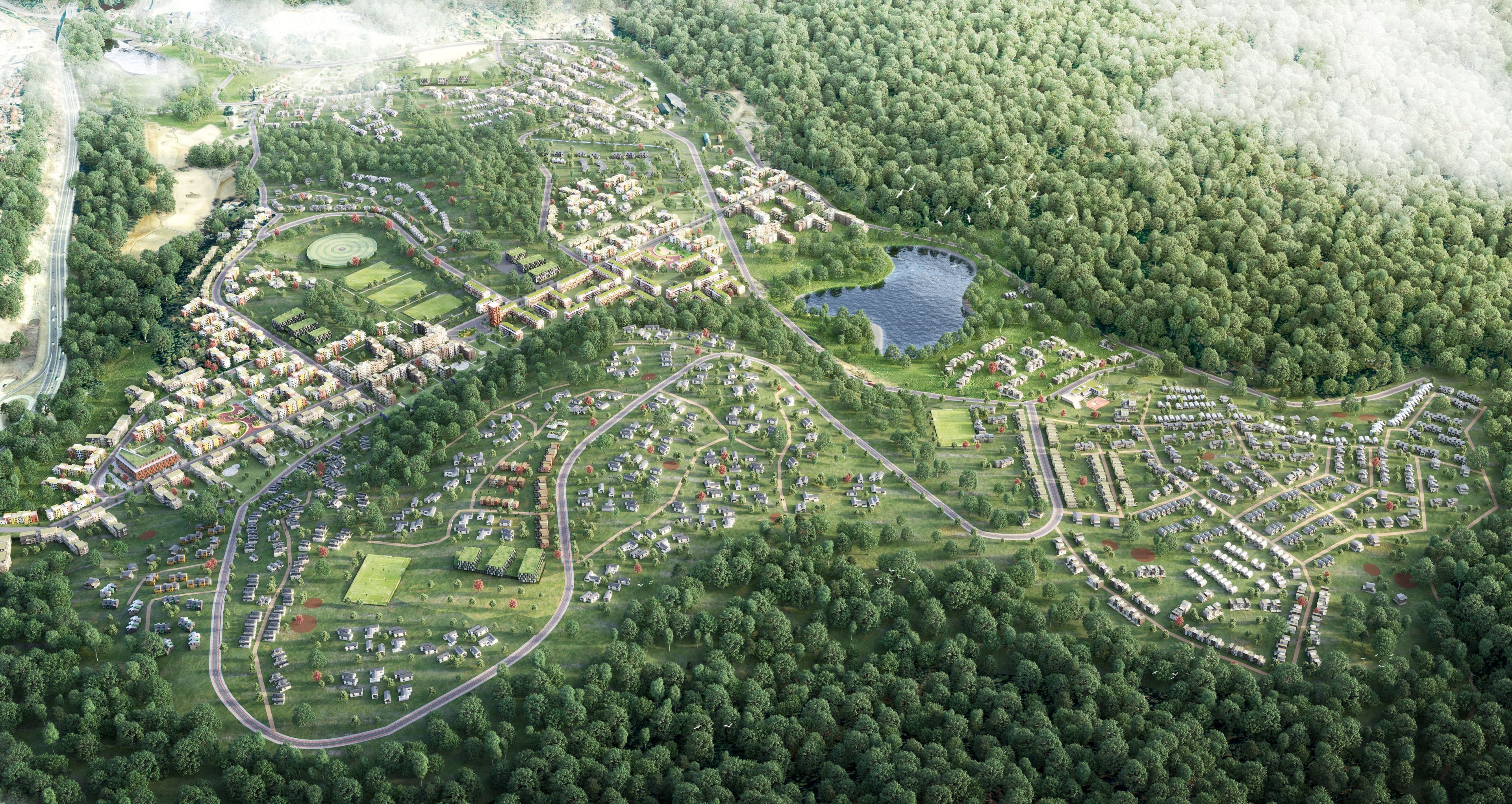 Flyfoto av Gjersrud-Stensrud-området.