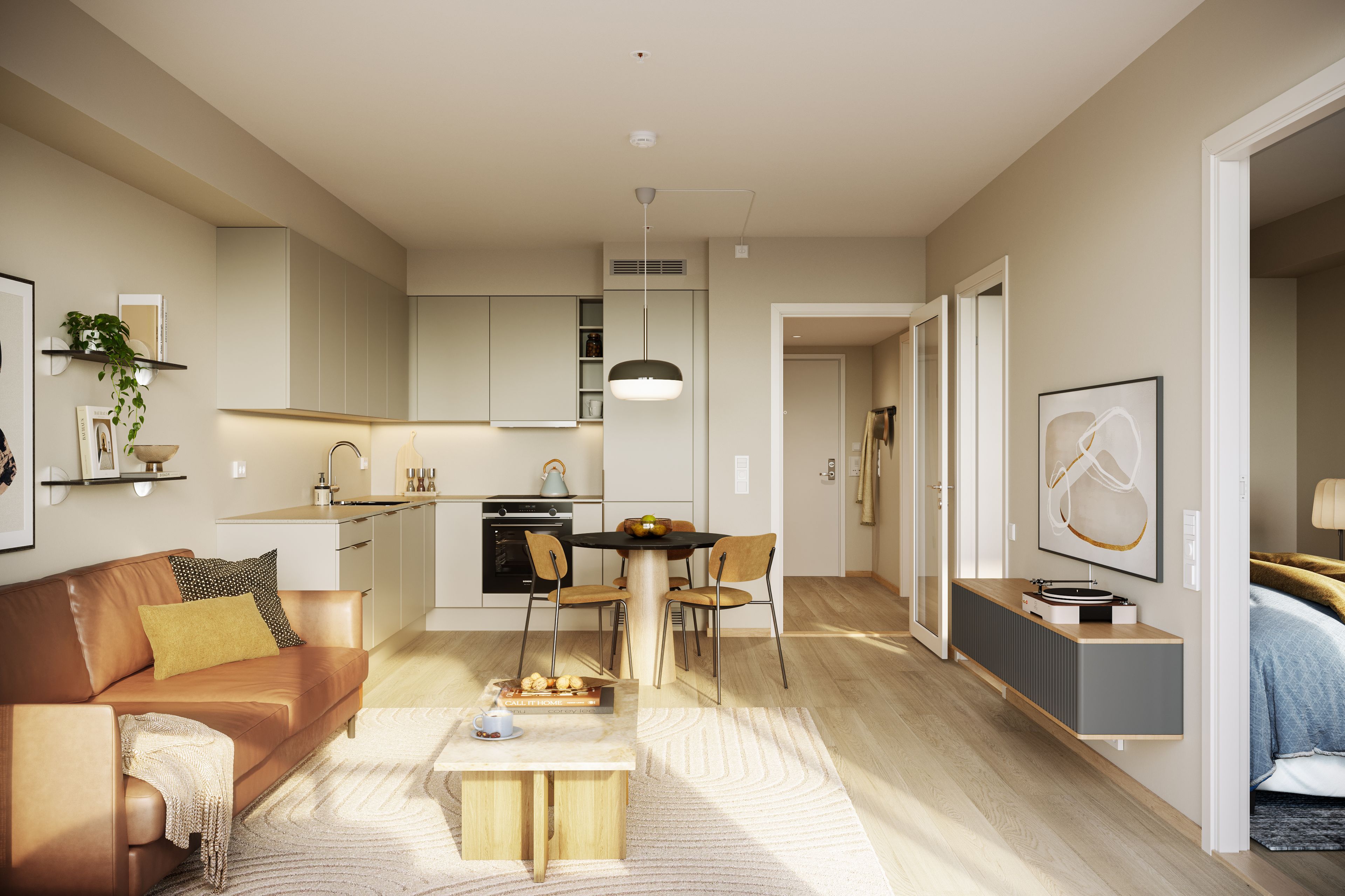 Illustrasjonsbilde fra kjøkkenkrok leilighet i Ensjøkroken borettslag.