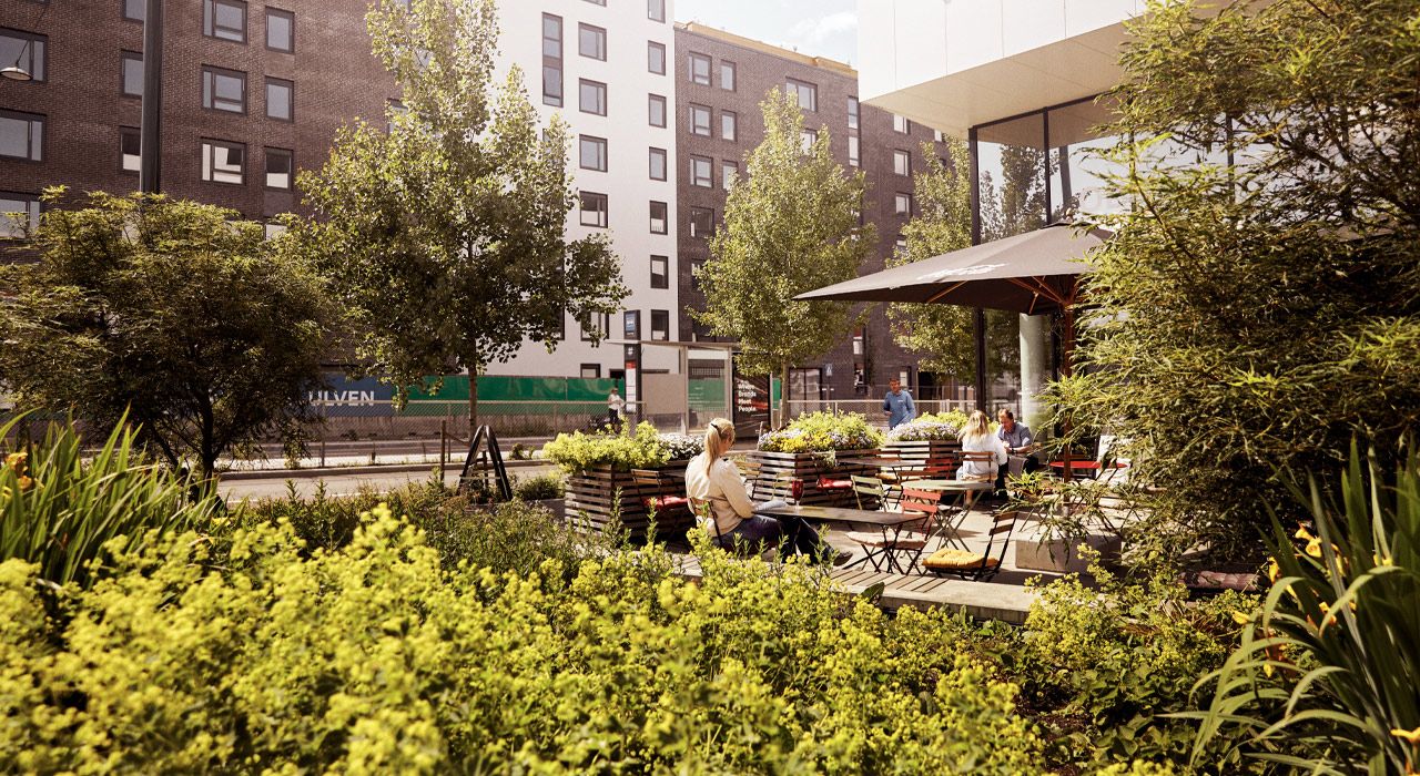 Uteområde på en kafe på Ulven