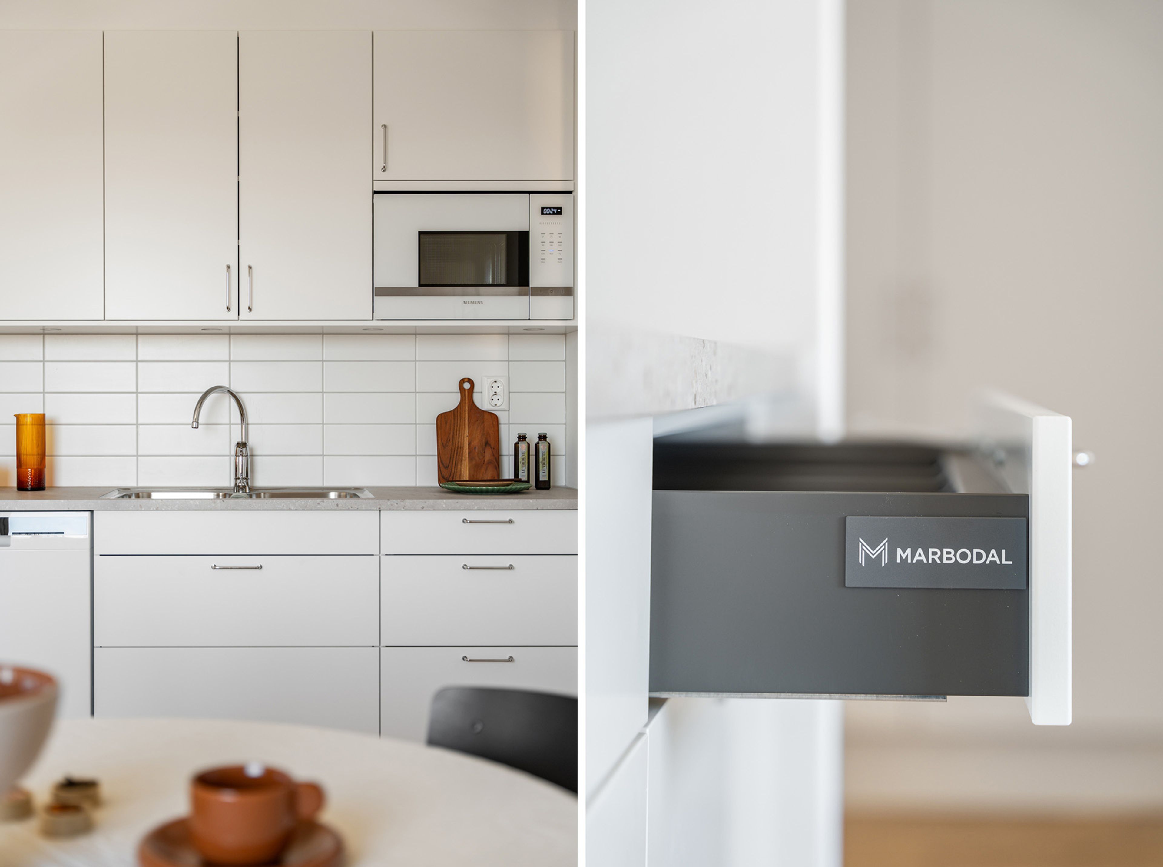 Detaljbild standardkök i visningslägenhet