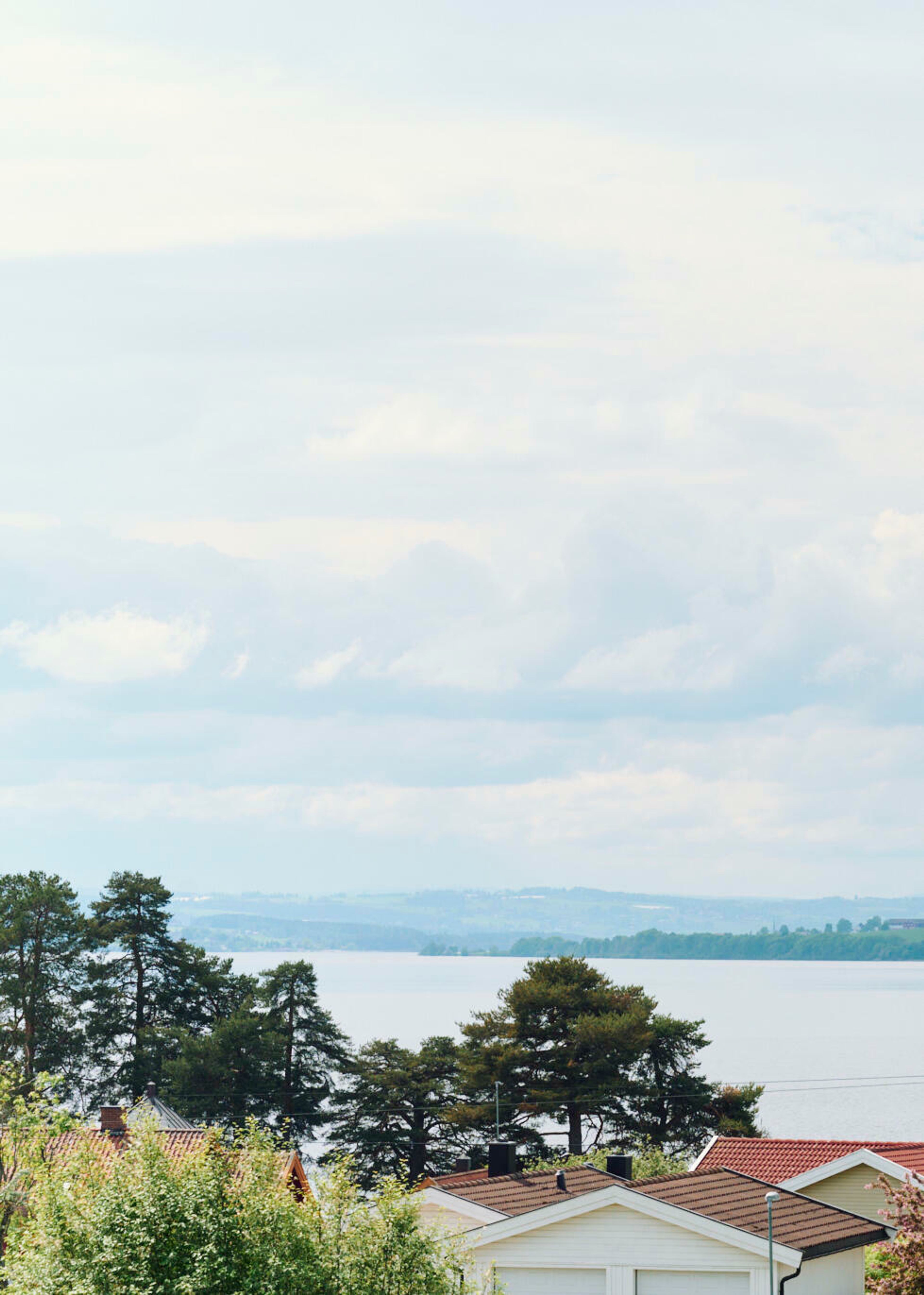 Utsikt fra enebolig i kjede i Støa Furuberget på Hamar